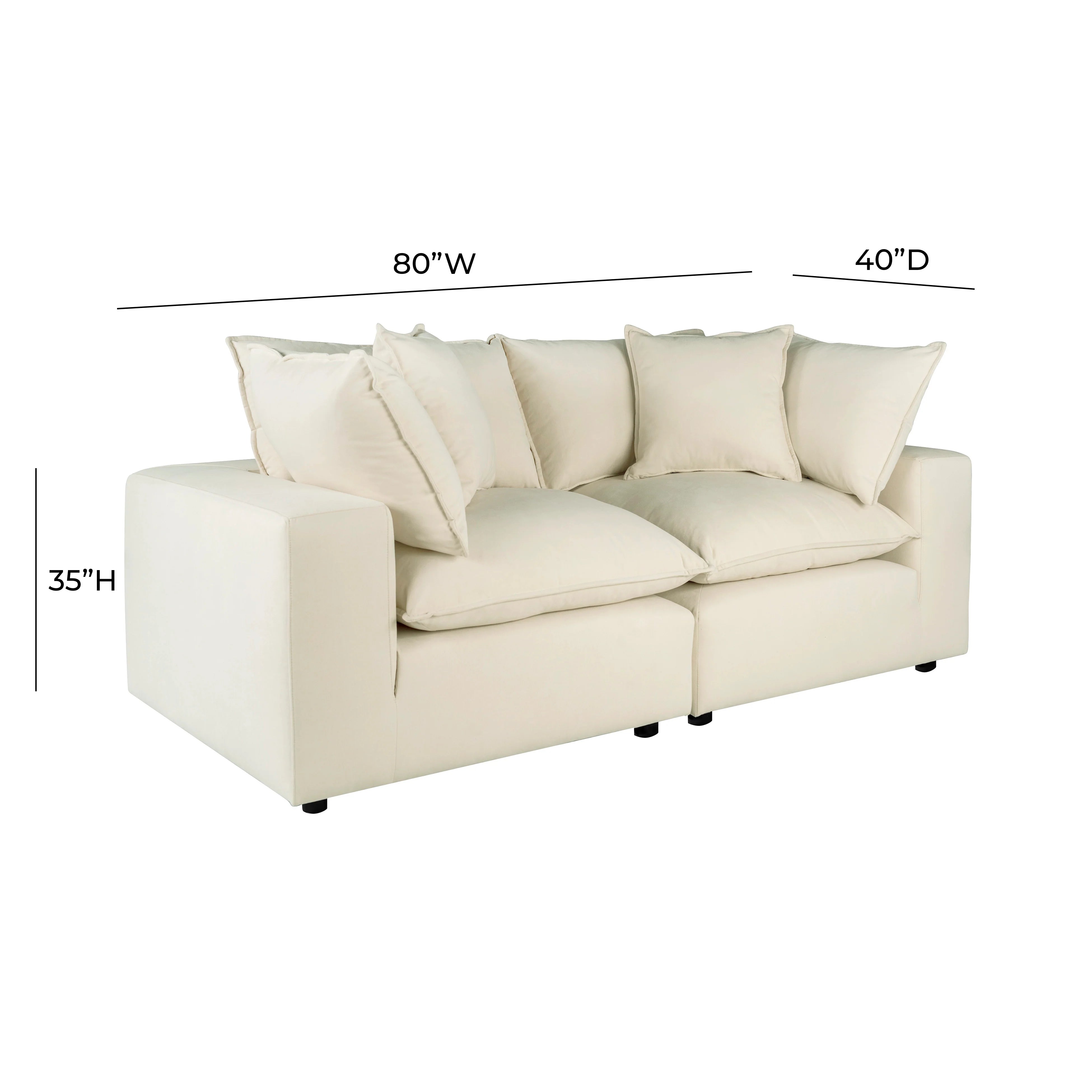 Cali 80" Performance Fabric Modular Loveseat