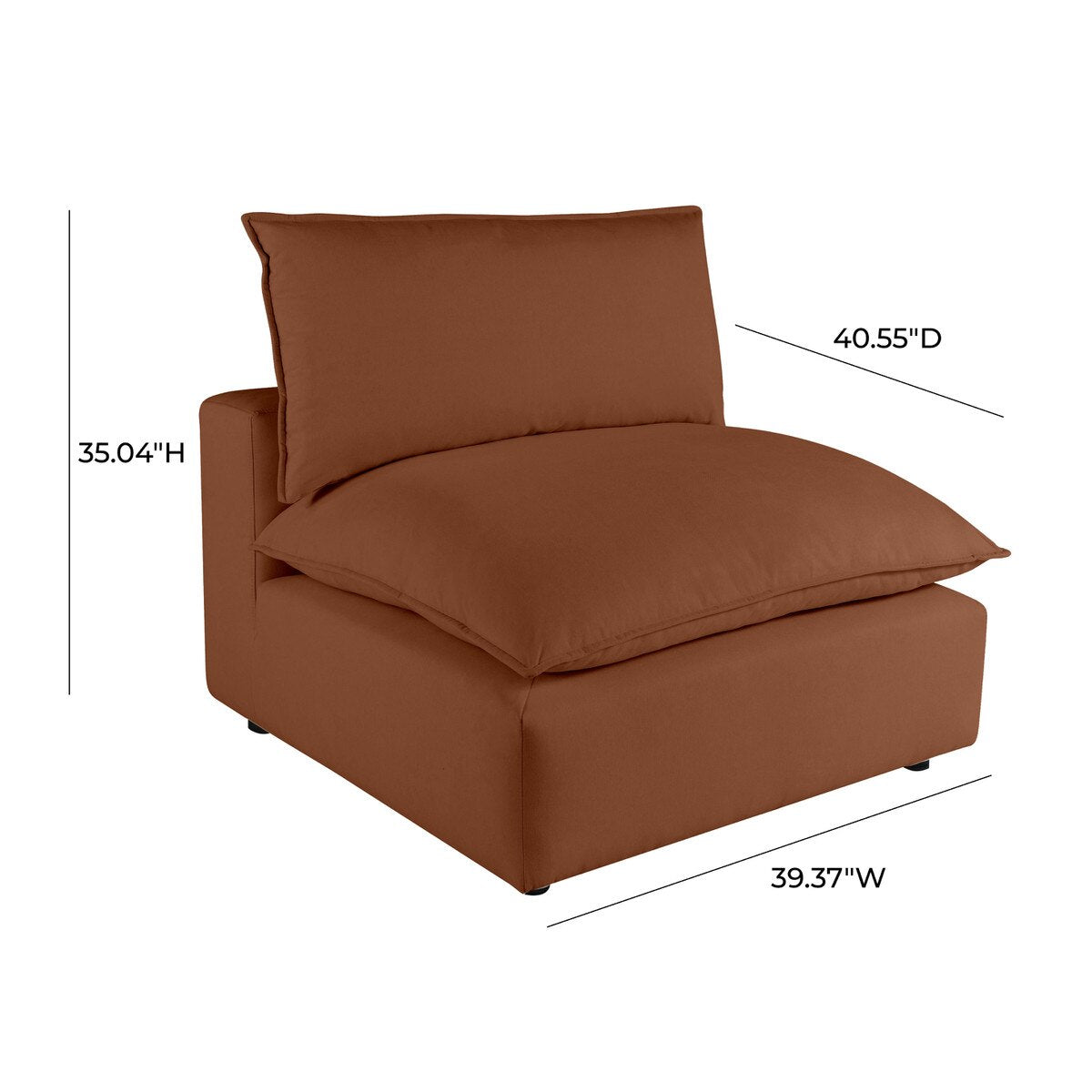 Cali Rust Performance Fabric Armless Chair