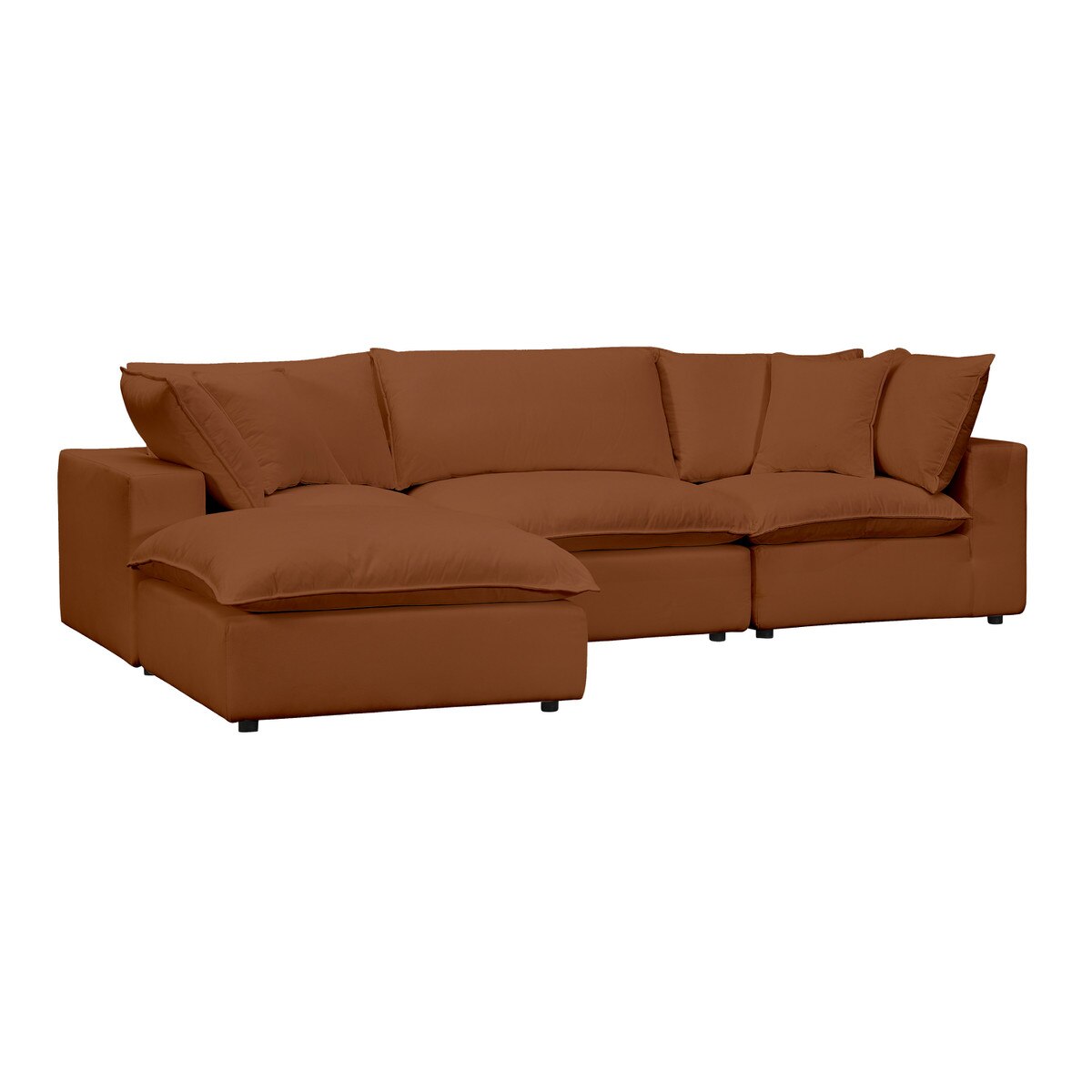 Cali Rust Performance Fabric Modular 4 Piece Sectional