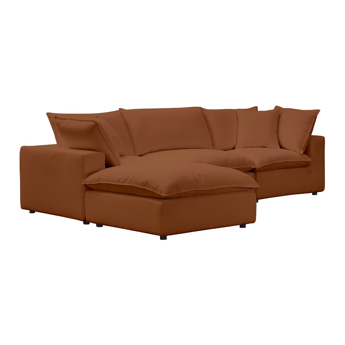 Cali Rust Performance Fabric Modular 4 Piece Sectional