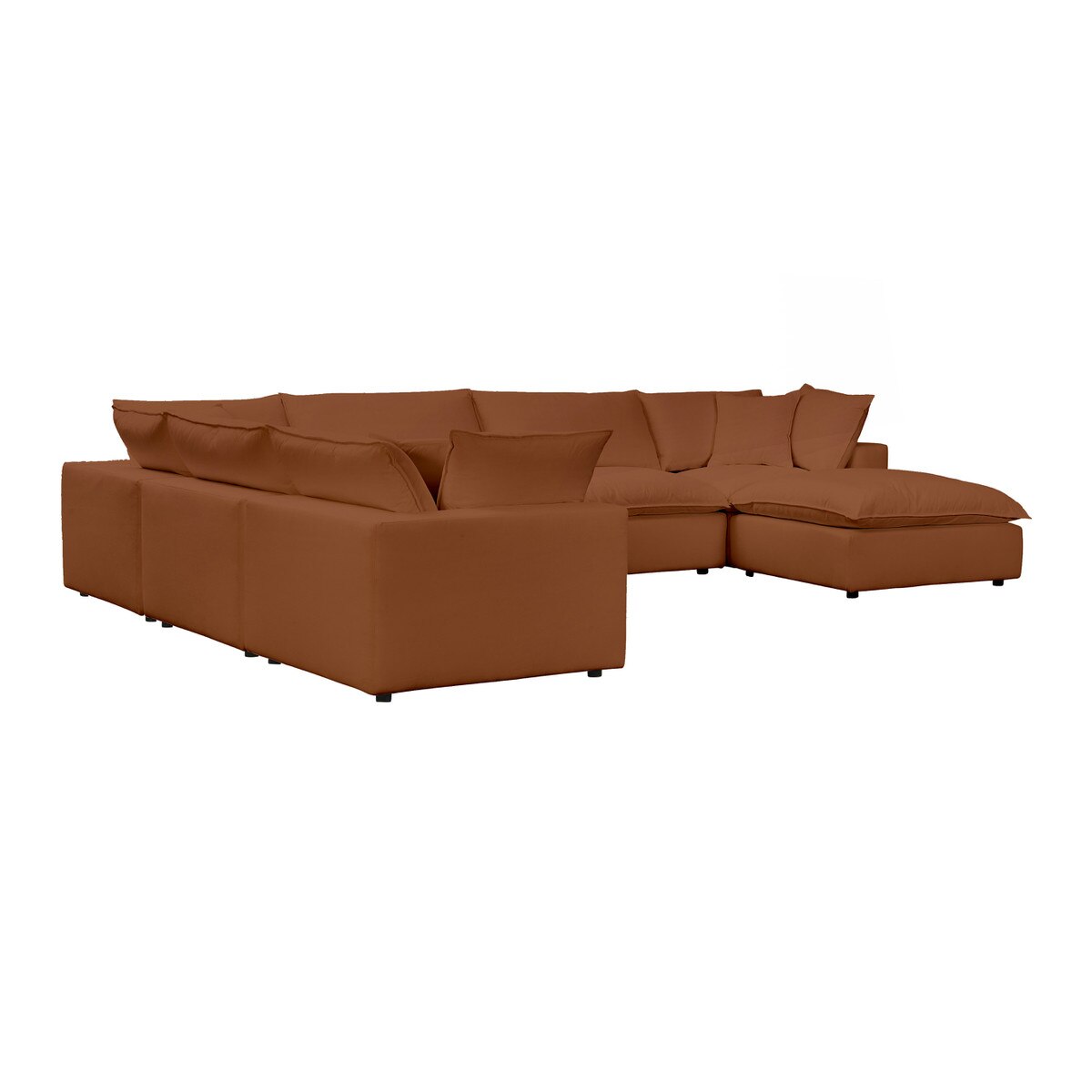 Cali Rust Performance Fabric Modular Large Chaise Sectional