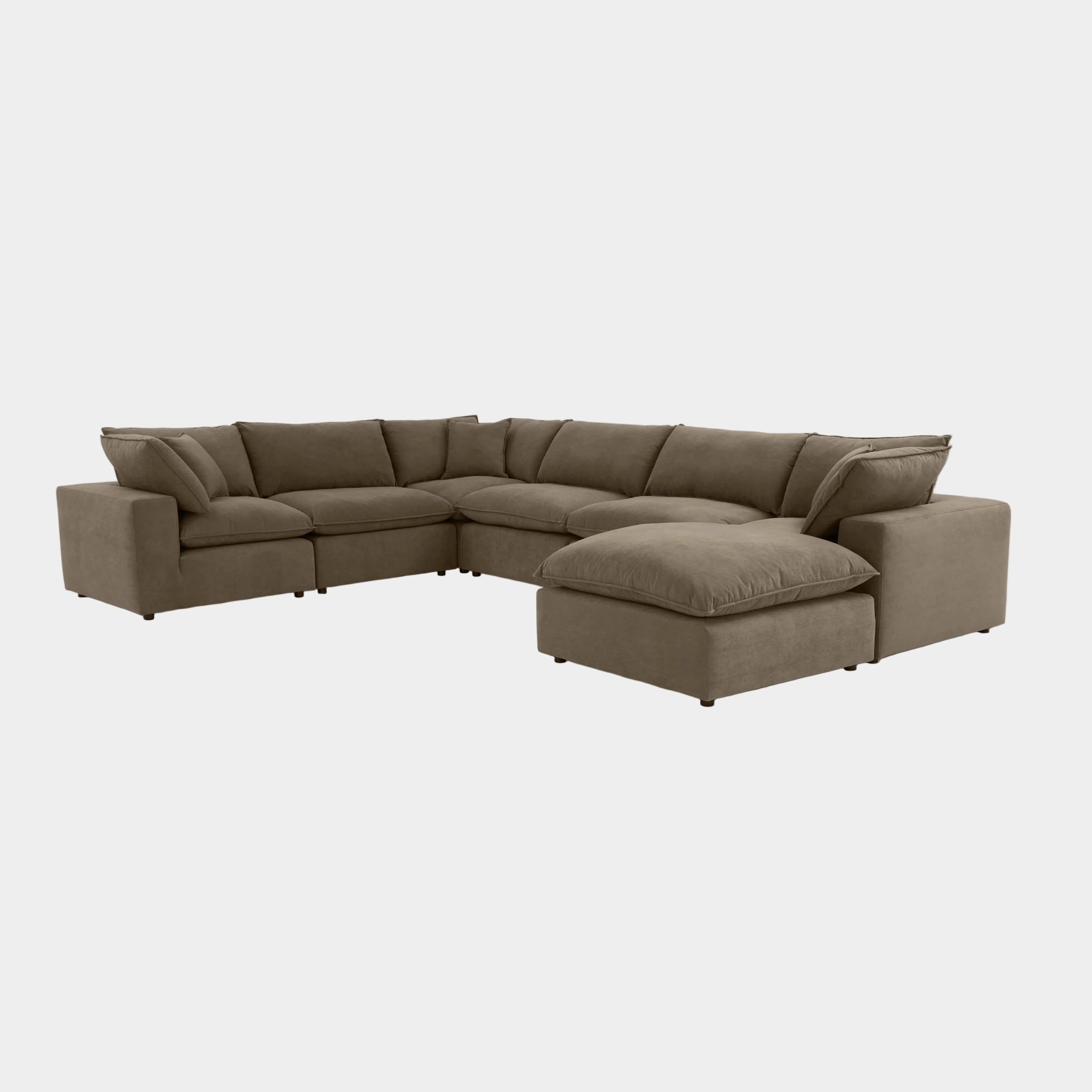 Cali 7-Piece Chocolate Brown Performance Velvet Large Chaise Sectional