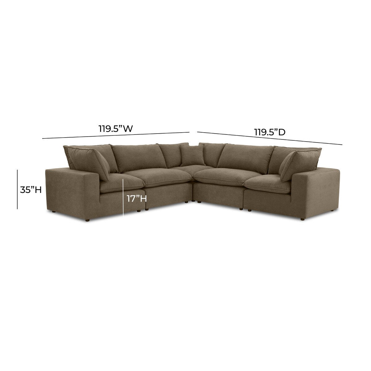 Cali Chocolate Brown Performance Velvet L-Sectional