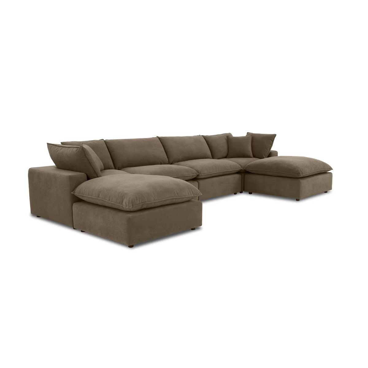 Cali Chocolate Brown Performance Velvet Modular U-Chaise Sectional