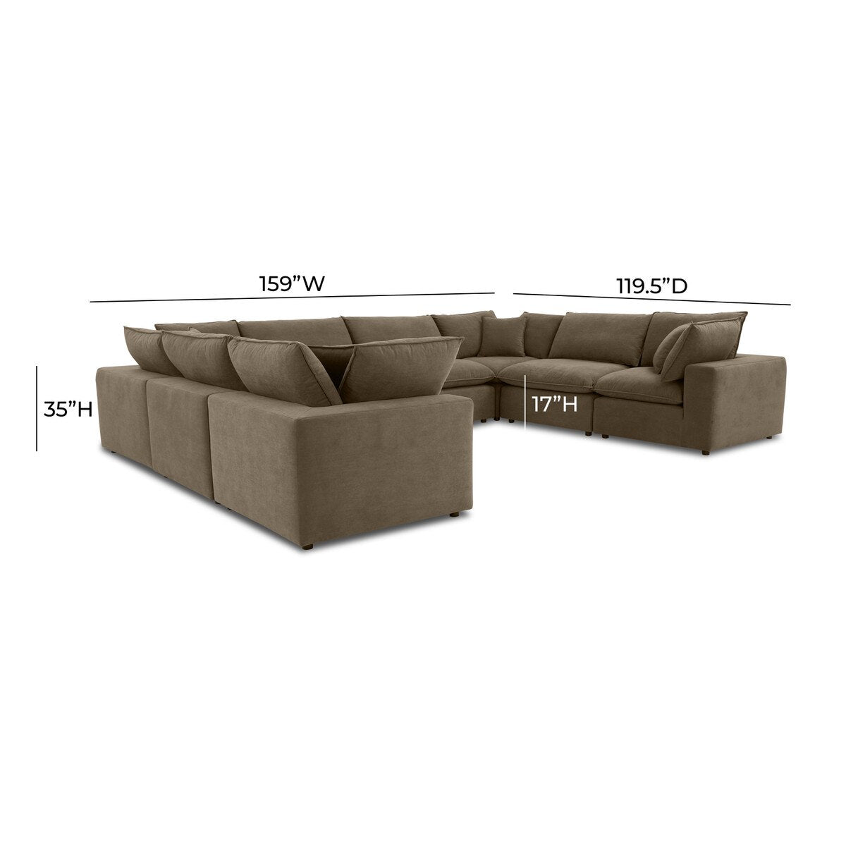 Cali Chocolate Brown Performance Velvet Modular U-Sofa Sectional