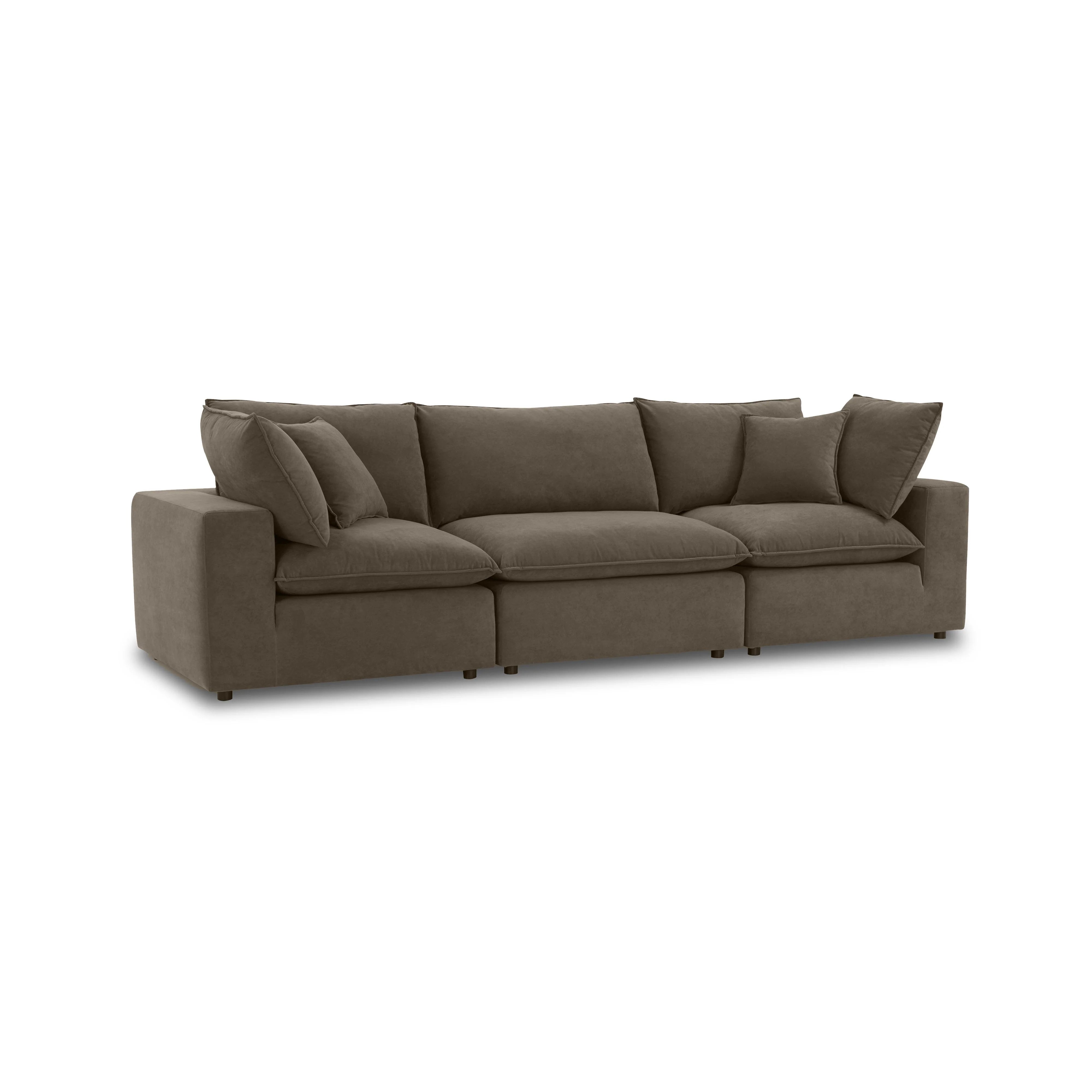 Canapé modulaire Cali en velours marron chocolat