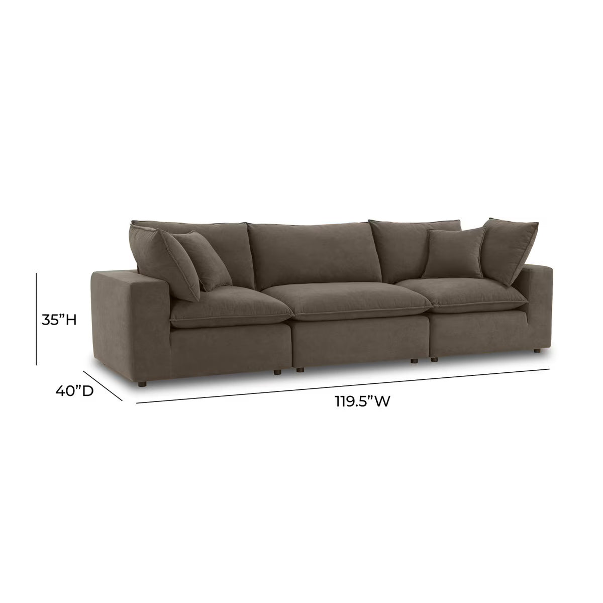 Cali Chocolate Brown Performance Velvet Modular Sofa