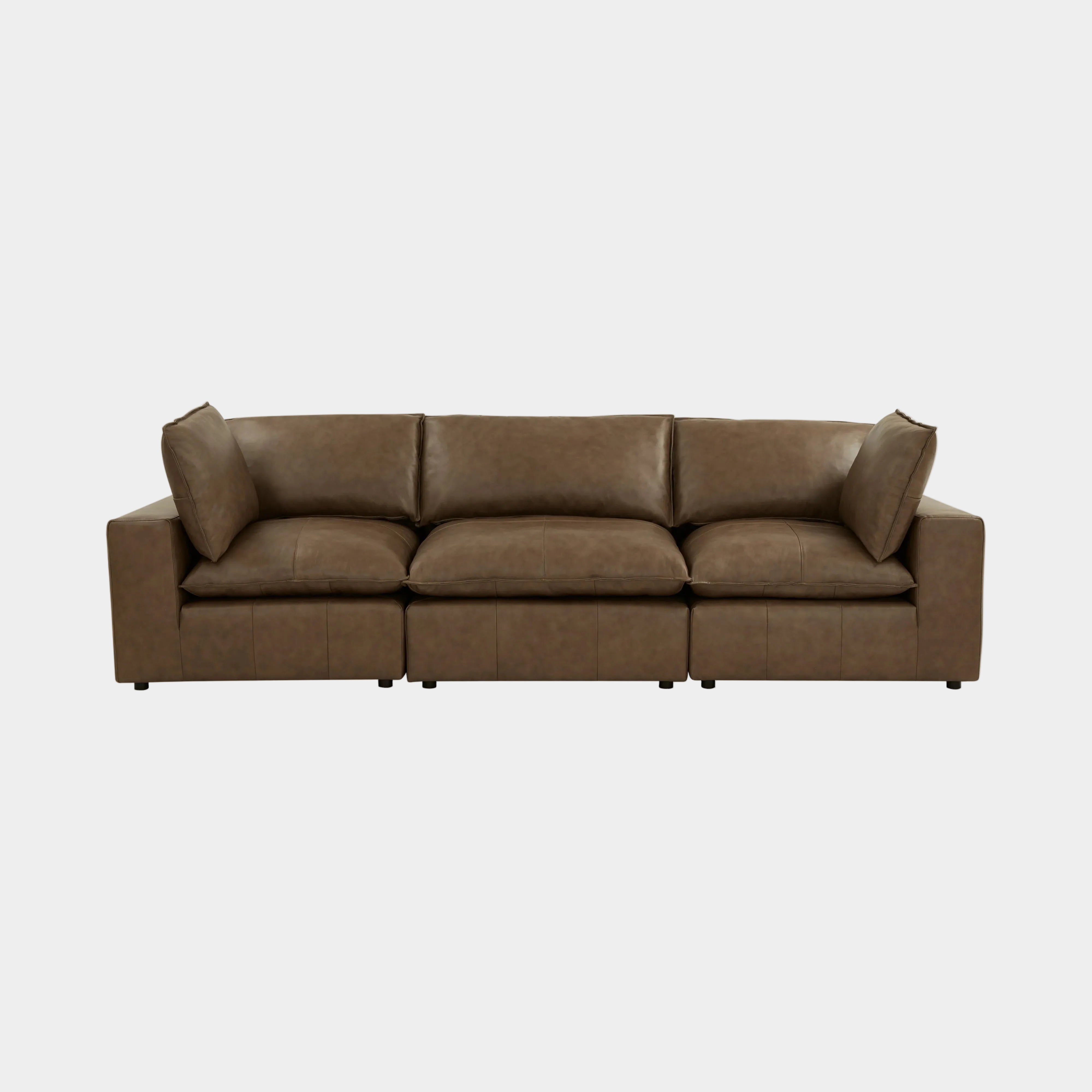 Cali 120" Brown Leather Modular Sofa
