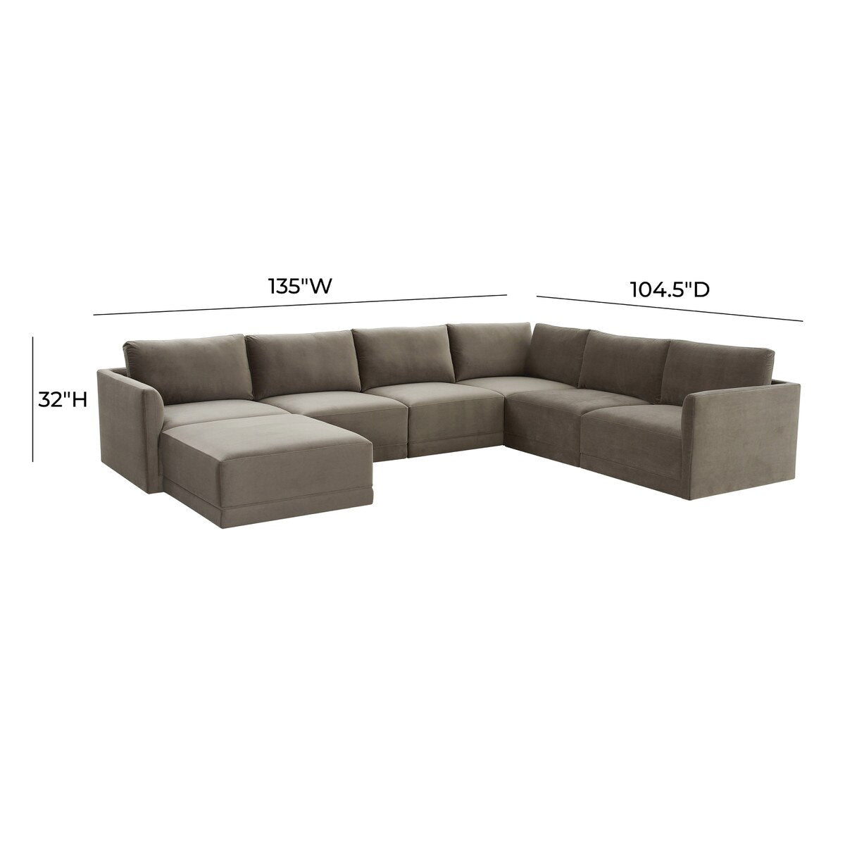 Willow Taupe Modular Large Chaise Sectional