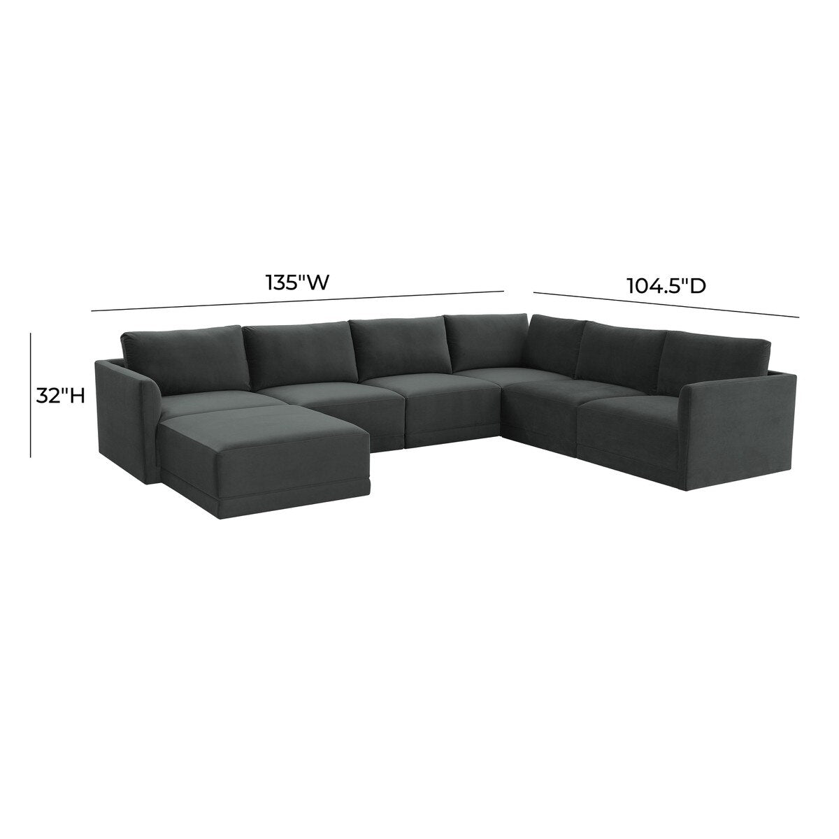 Willow Charcoal Modular Large Chaise Sectional