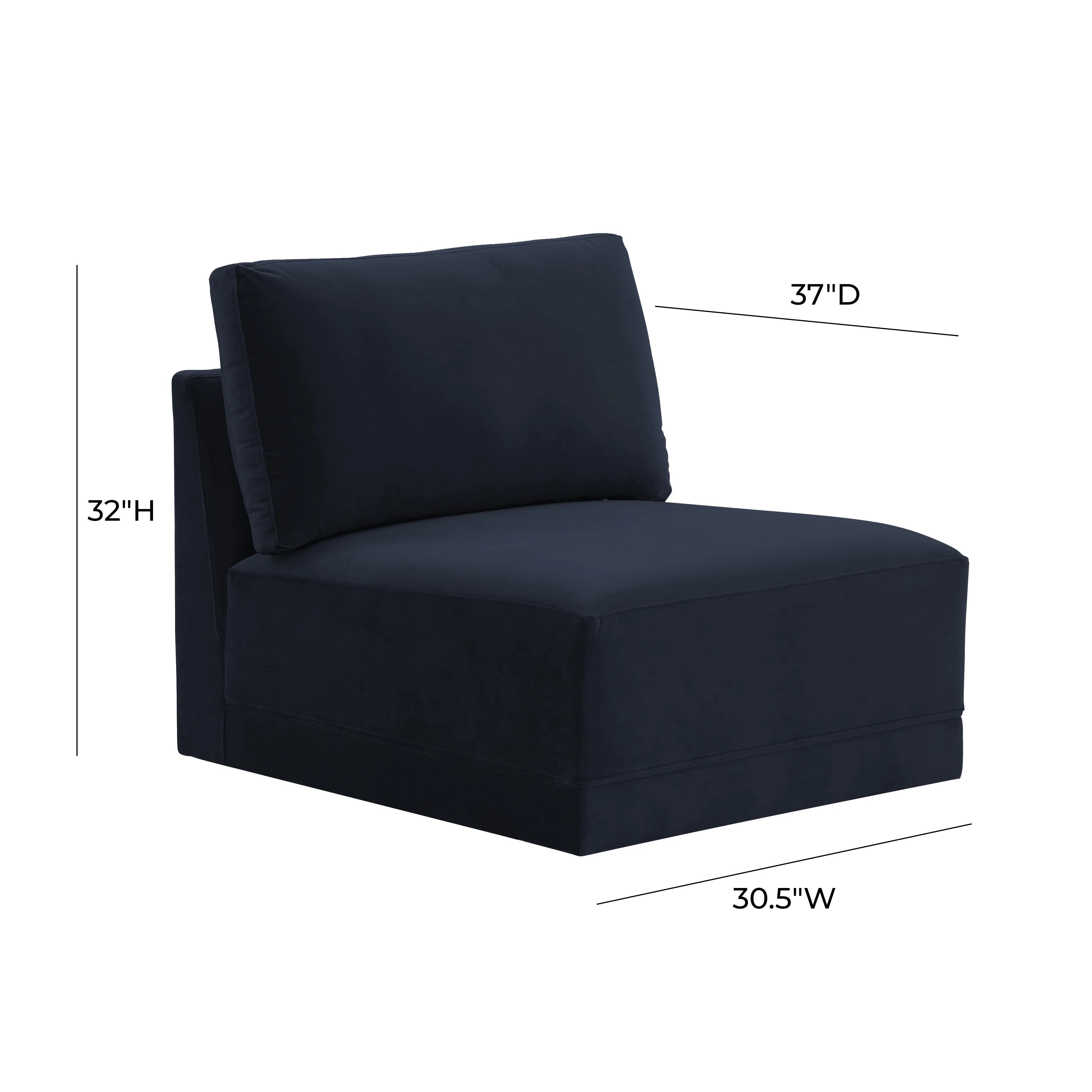 Willow Performance Velvet Modular Armless Chair