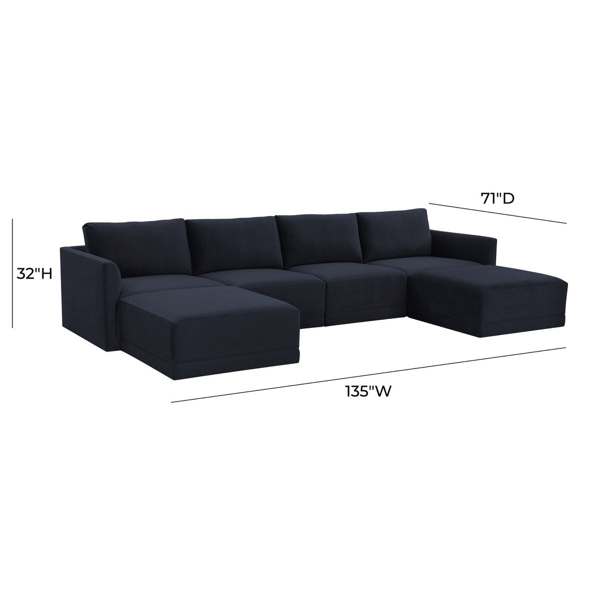 Willow Navy Modular U Sectional