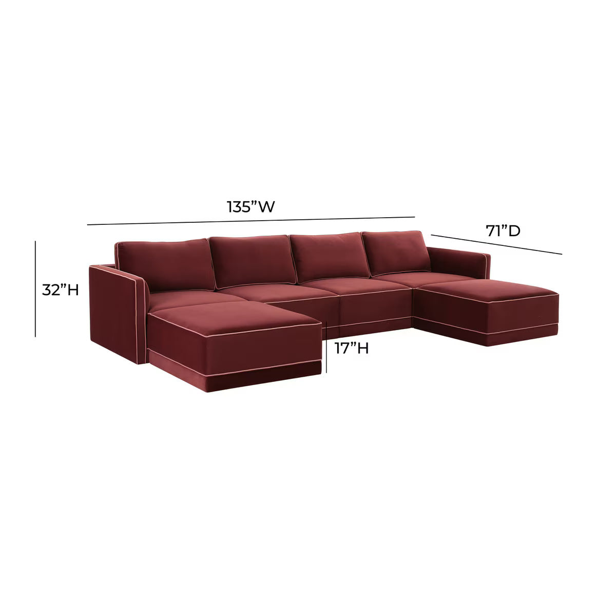 Willow Berry Red Modular U Sectional