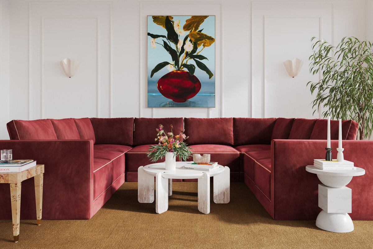 Willow Berry Red Modular Large U Sectional