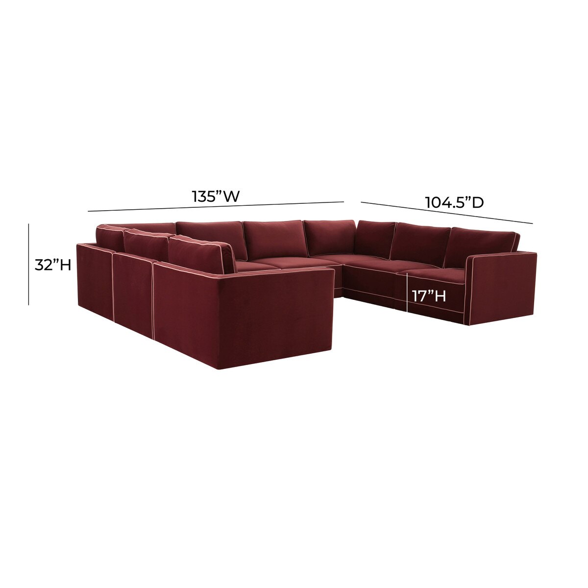 Willow Berry Red Modular Large U Sectional