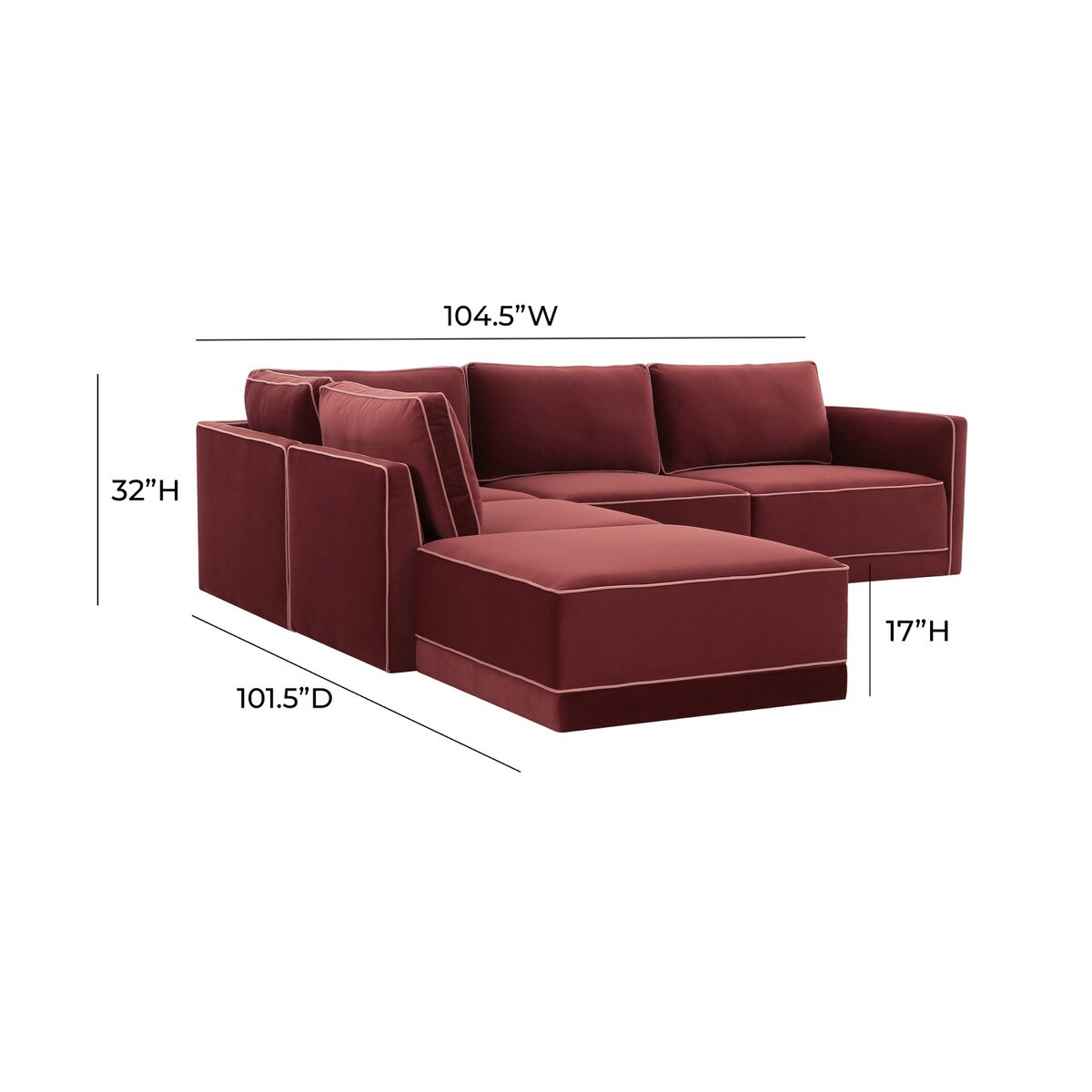 Willow Berry Red Modular LAF Sectional