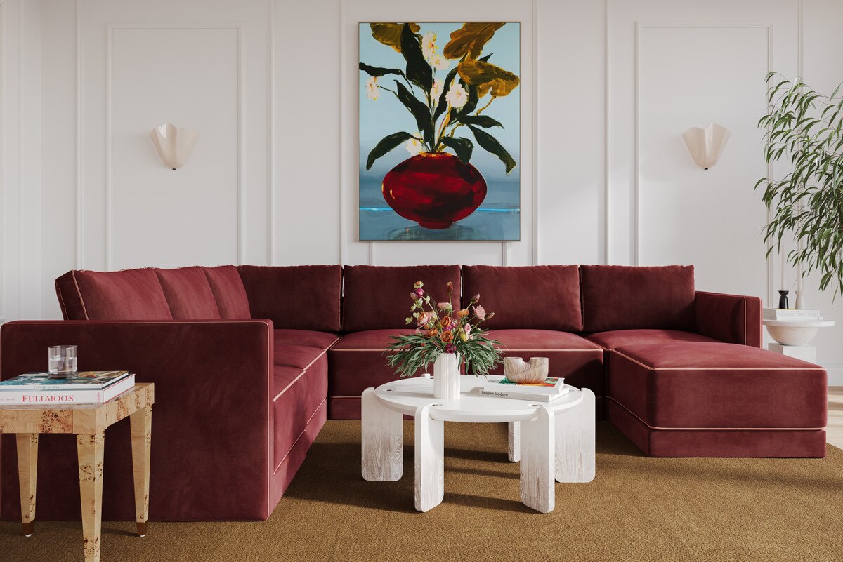 Willow Berry Red Modular Large Chaise Sectional