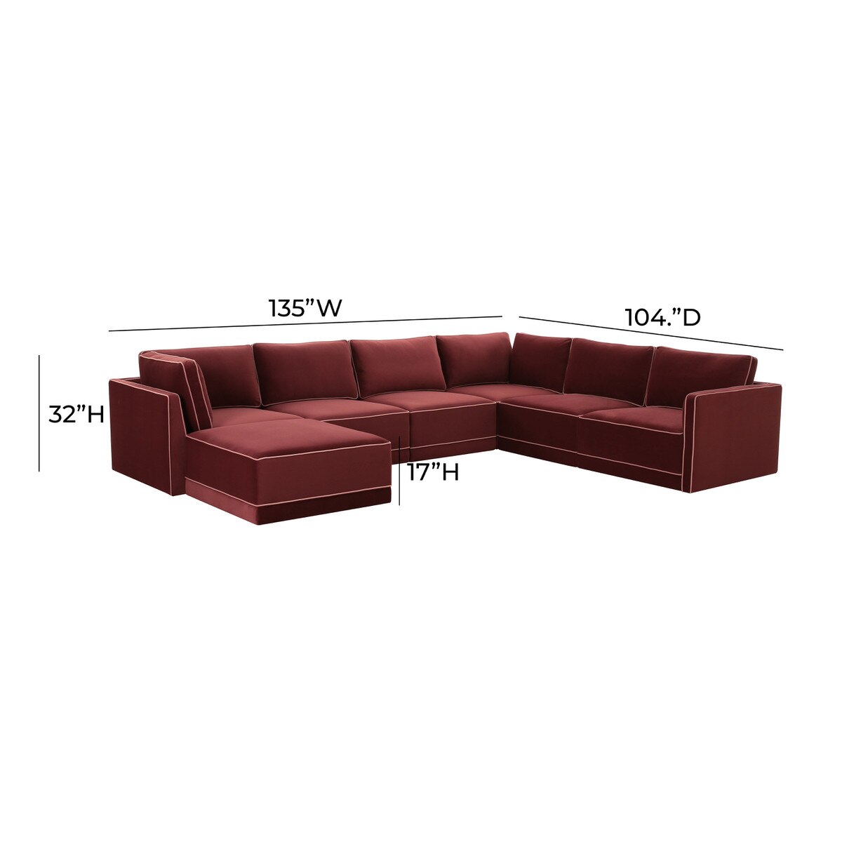 Willow Berry Red Modular Large Chaise Sectional