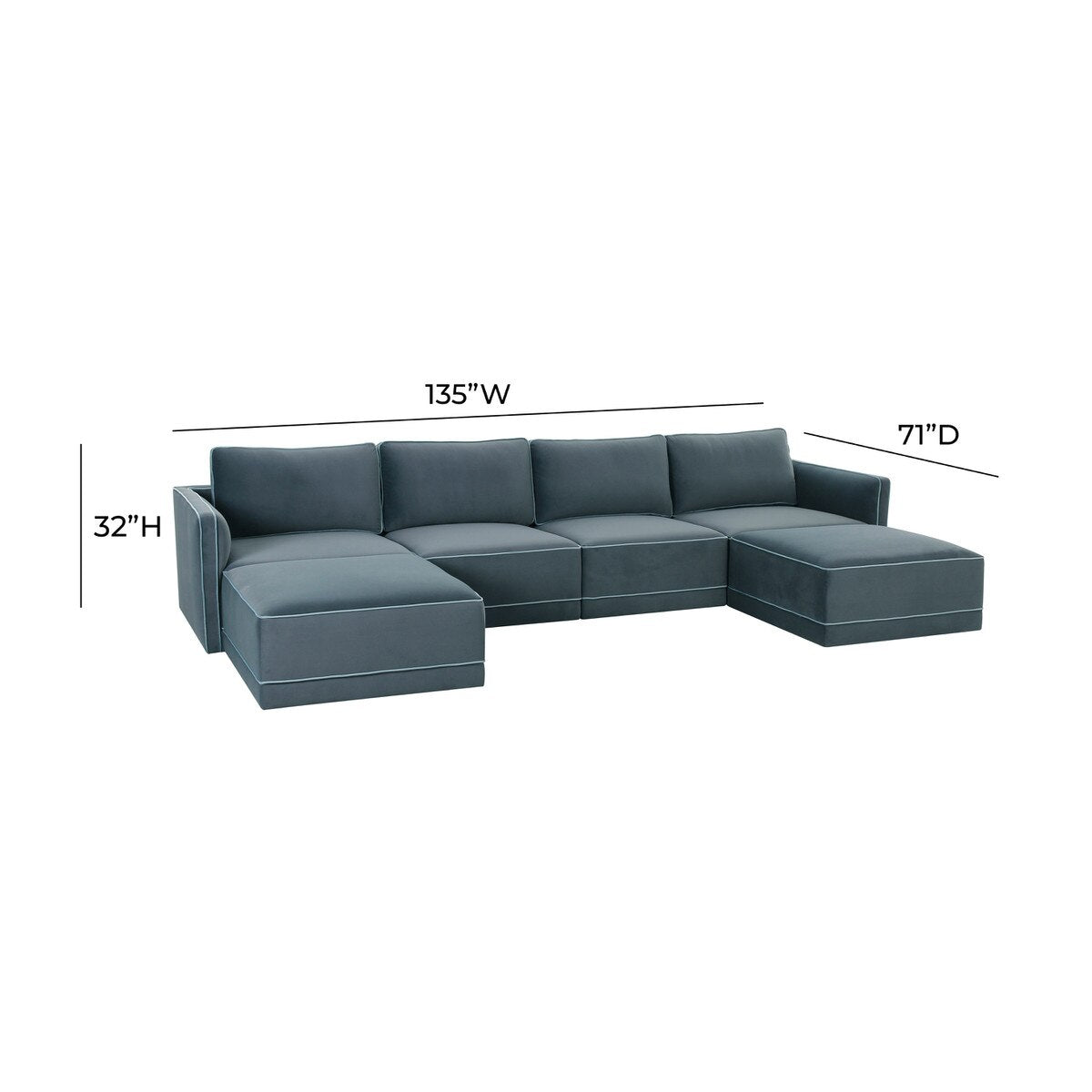 Willow Misty Blue Modular U Sectional