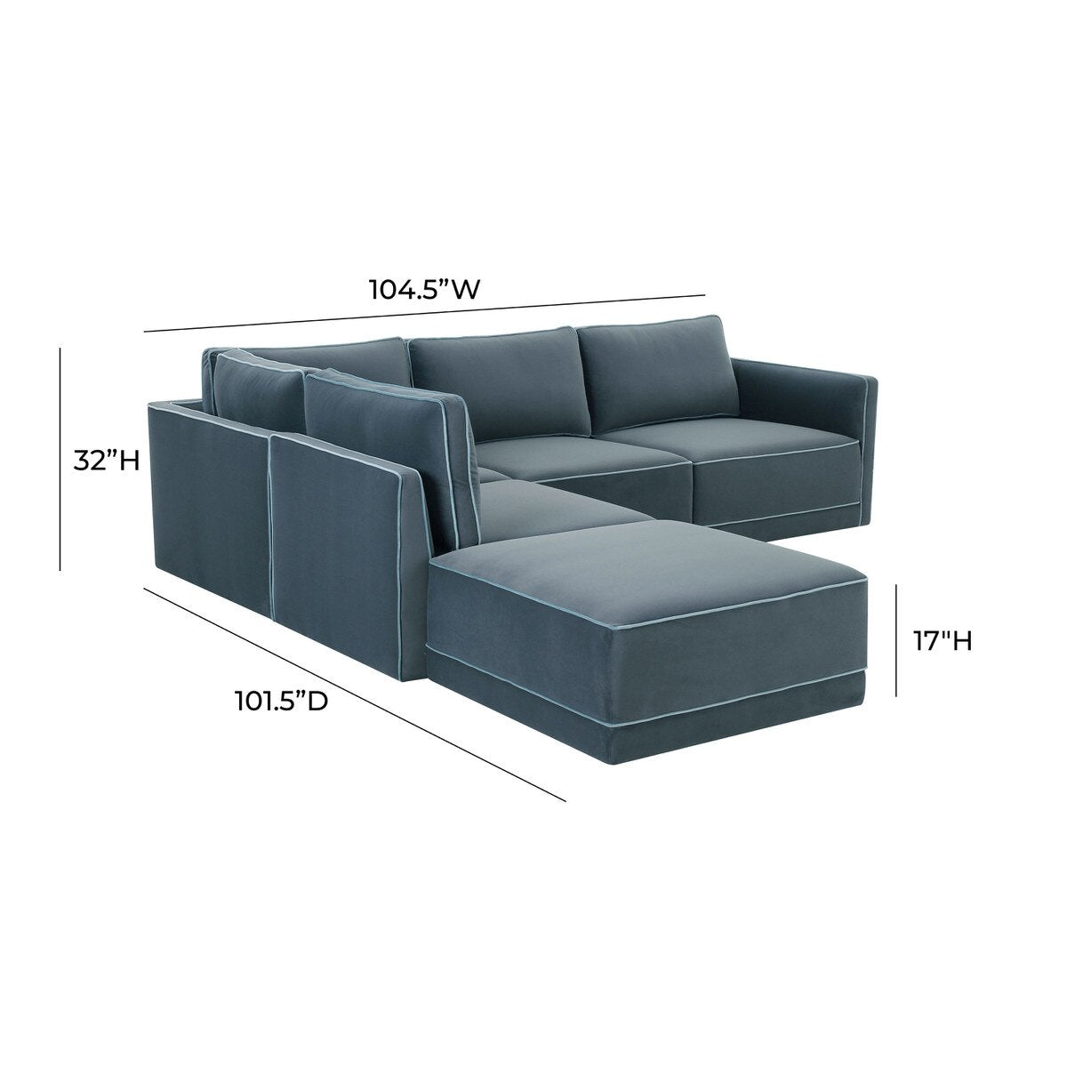 Willow Misty Blue Modular LAF Sectional