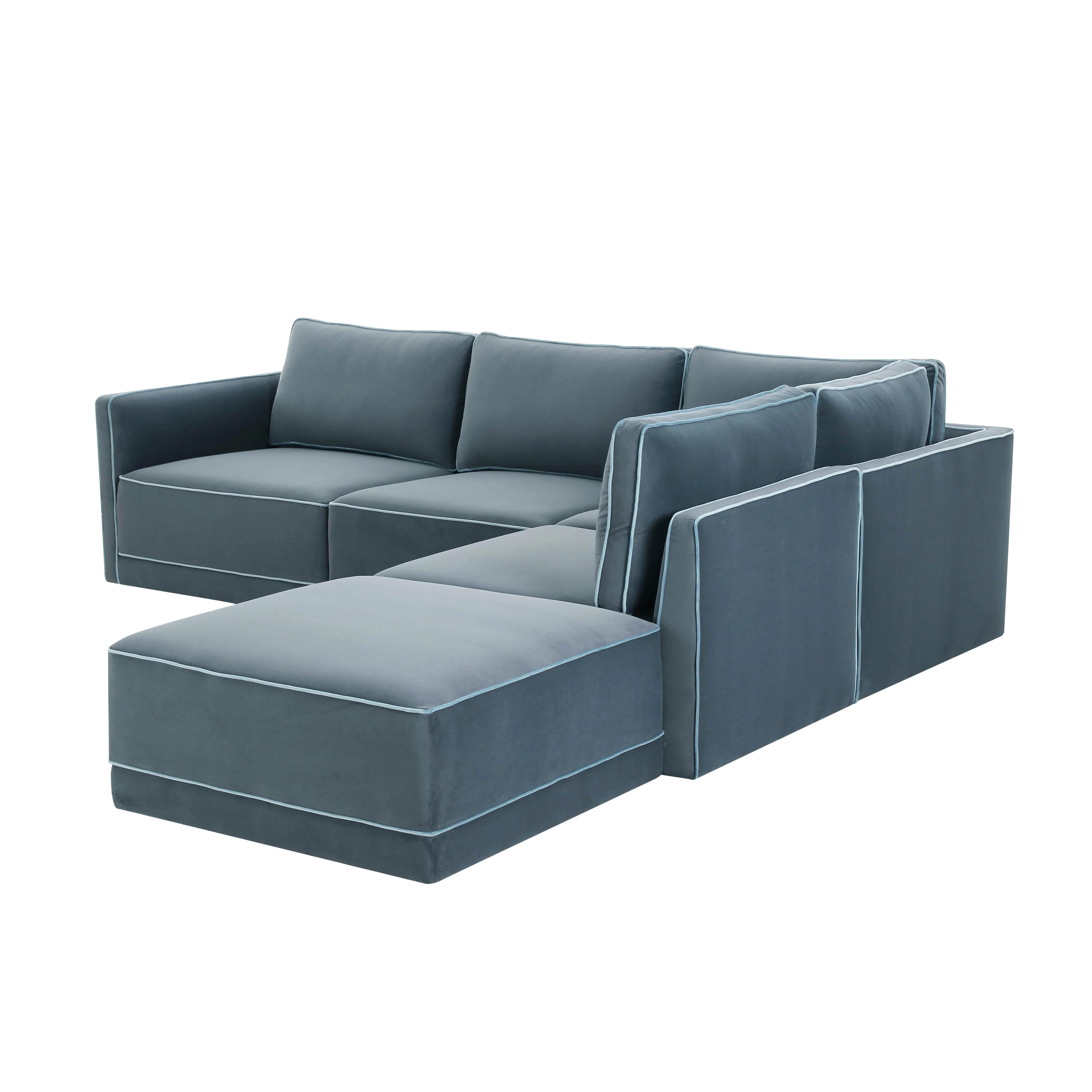 Willow 5-Piece Performance Velvet Modular Right Facing Sectional