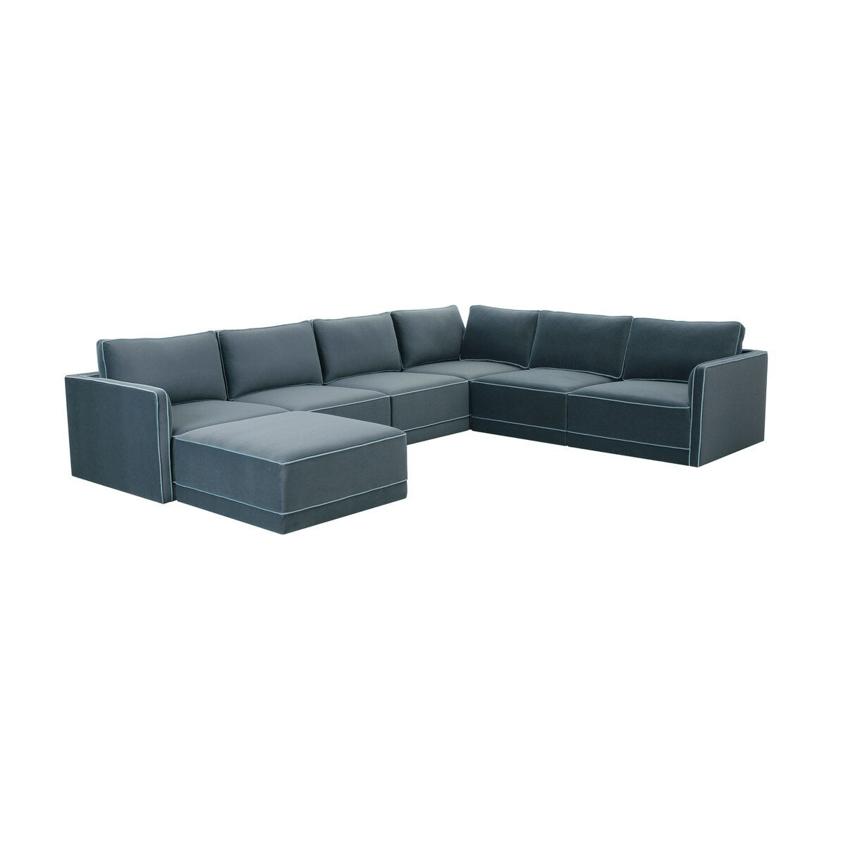 Willow Misty Blue Modular Large Chaise Sectional