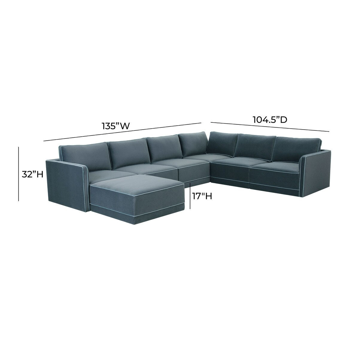 Willow Misty Blue Modular Large Chaise Sectional