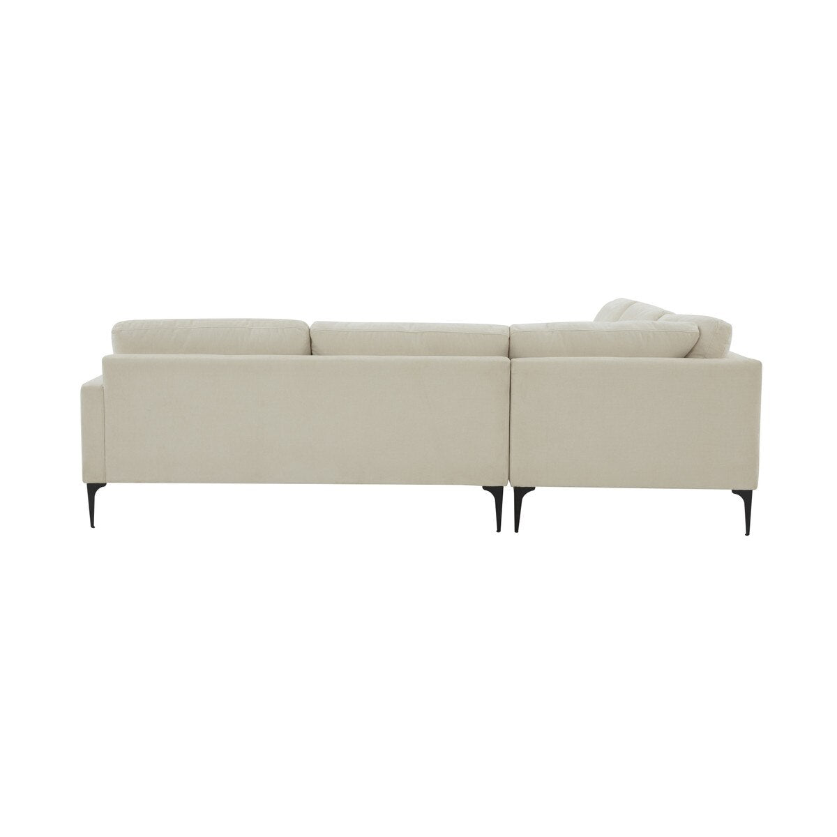 Serena Cream Velvet L-Sectional with Black Legs