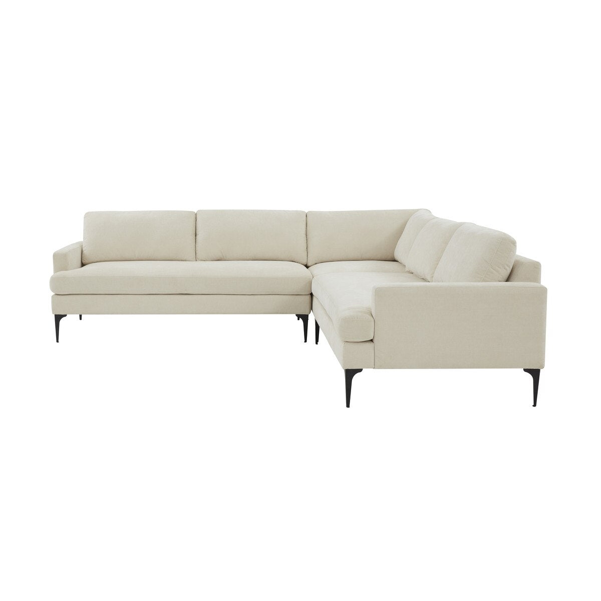 Serena Cream Velvet L-Sectional with Black Legs