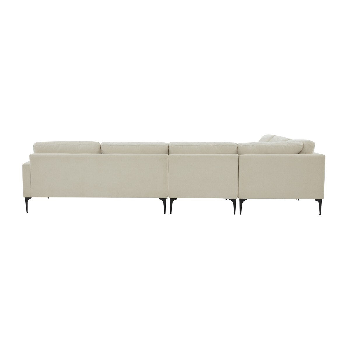 Serena Cream Velvet Large L-Sectional with Black Legs