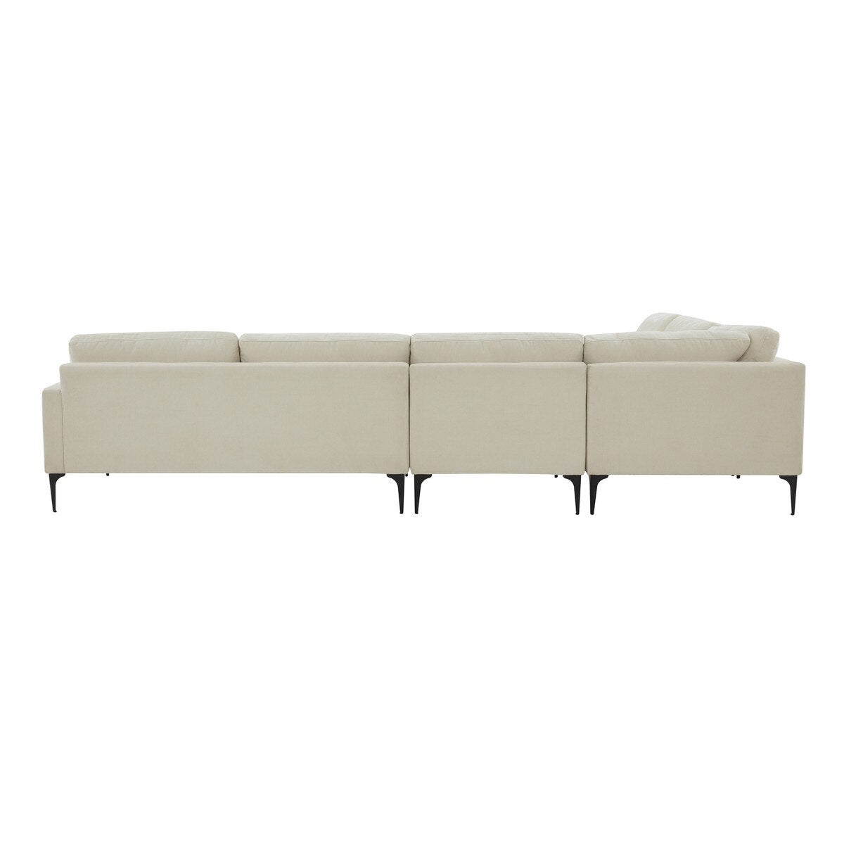 Serena Cream Velvet Large L-Sectional with Black Legs