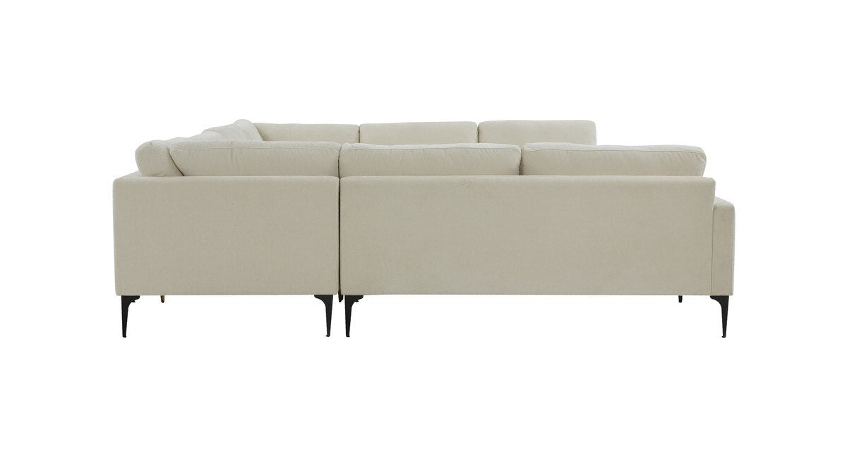 Serena Cream Velvet U-Sectional with Black Legs