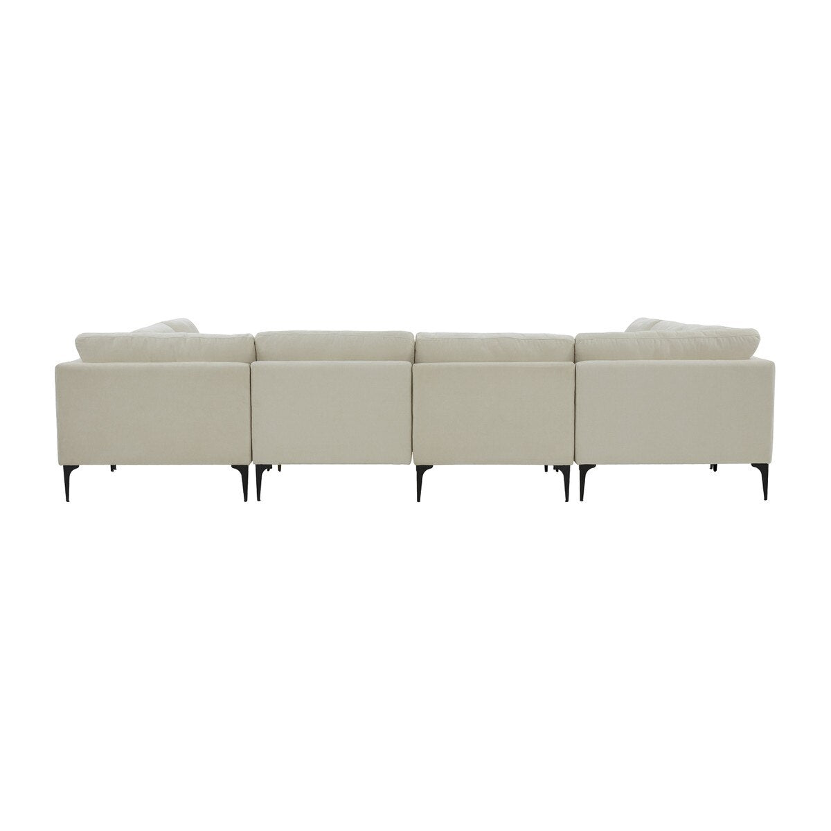 Serena Cream Velvet U-Sectional with Black Legs