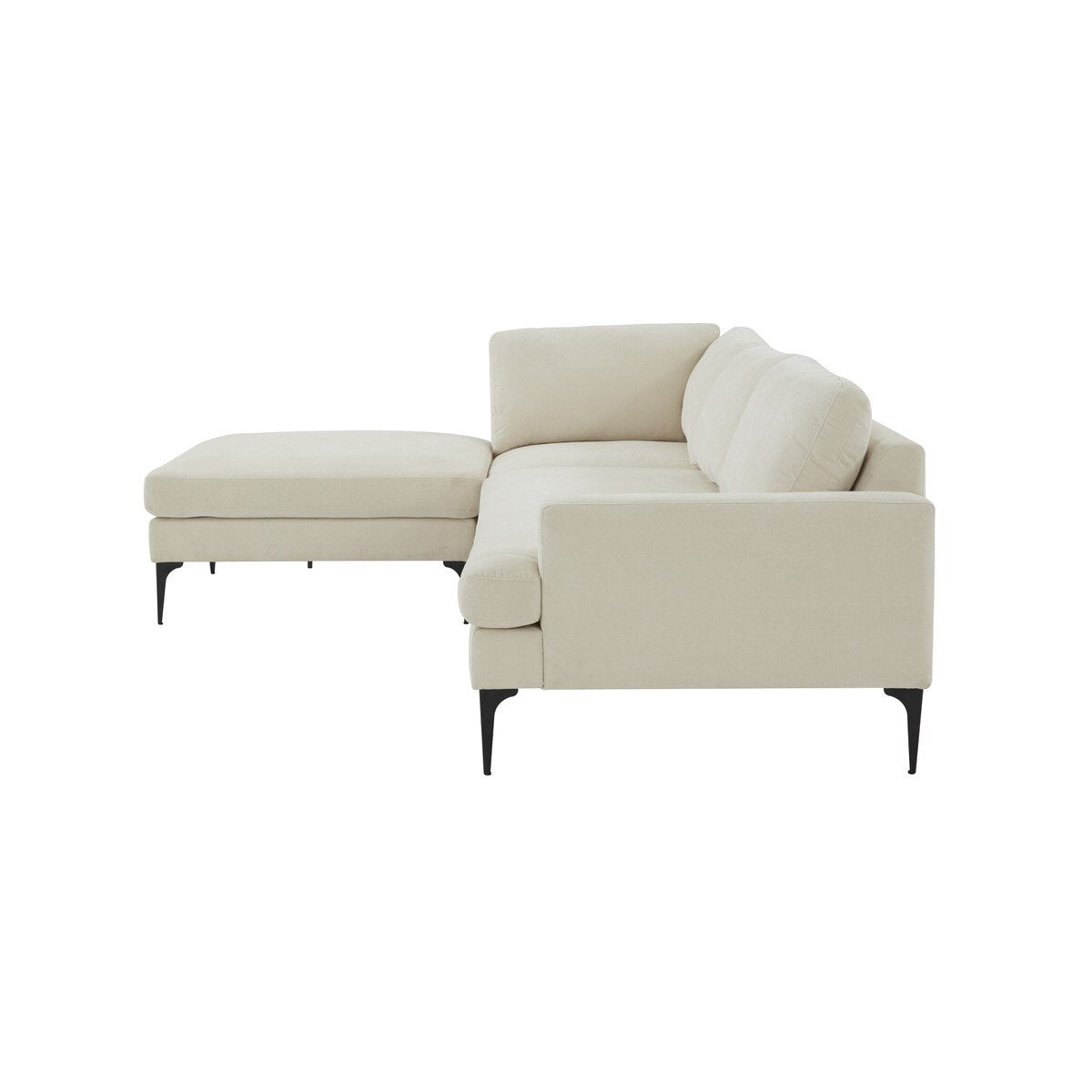 Serena Cream Velvet LAF Chaise Sectional with Black Legs