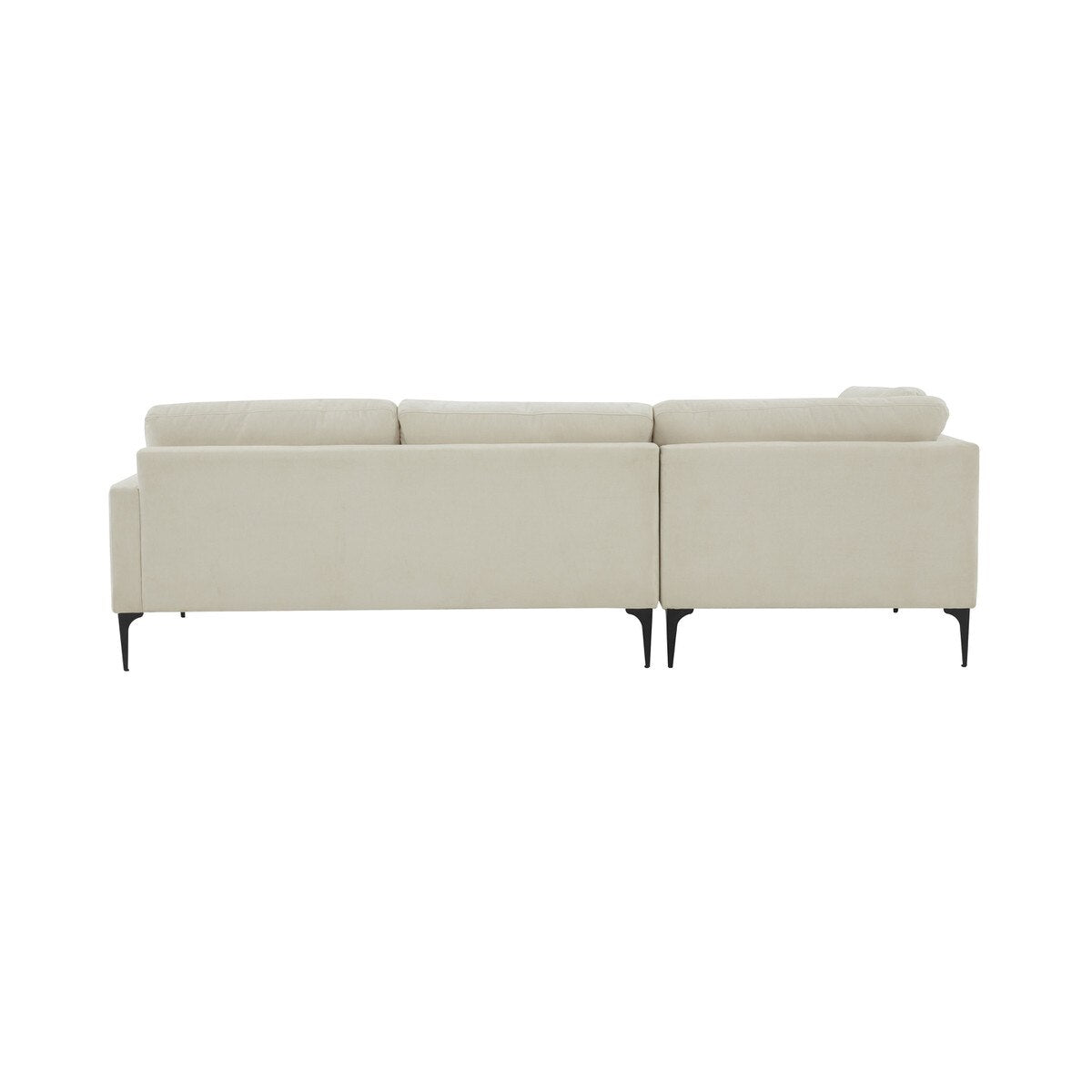 Serena Cream Velvet LAF Chaise Sectional with Black Legs