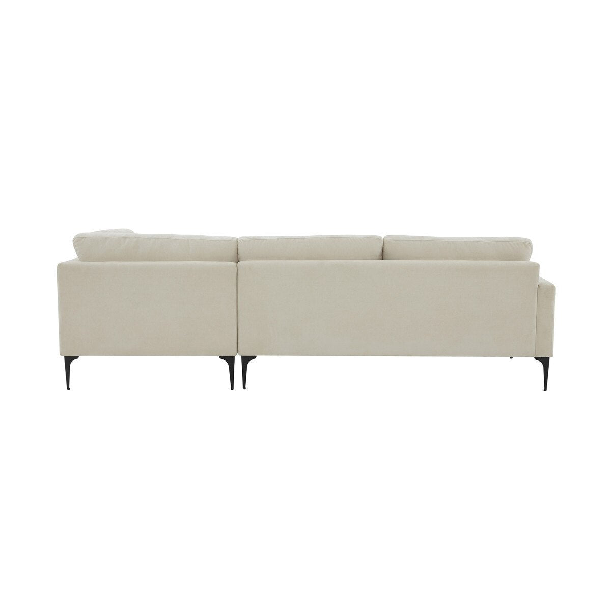 Serena Cream Velvet RAF Chaise Sectional with Black Legs