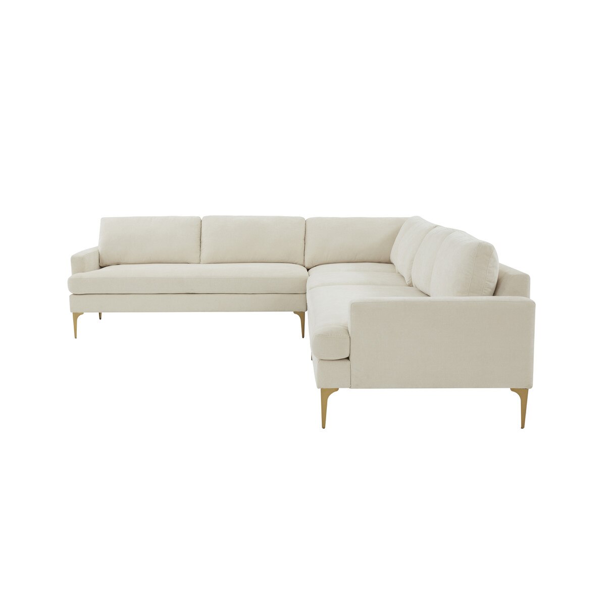 Serena Cream Velvet Large L-Sectional with Brass Legs