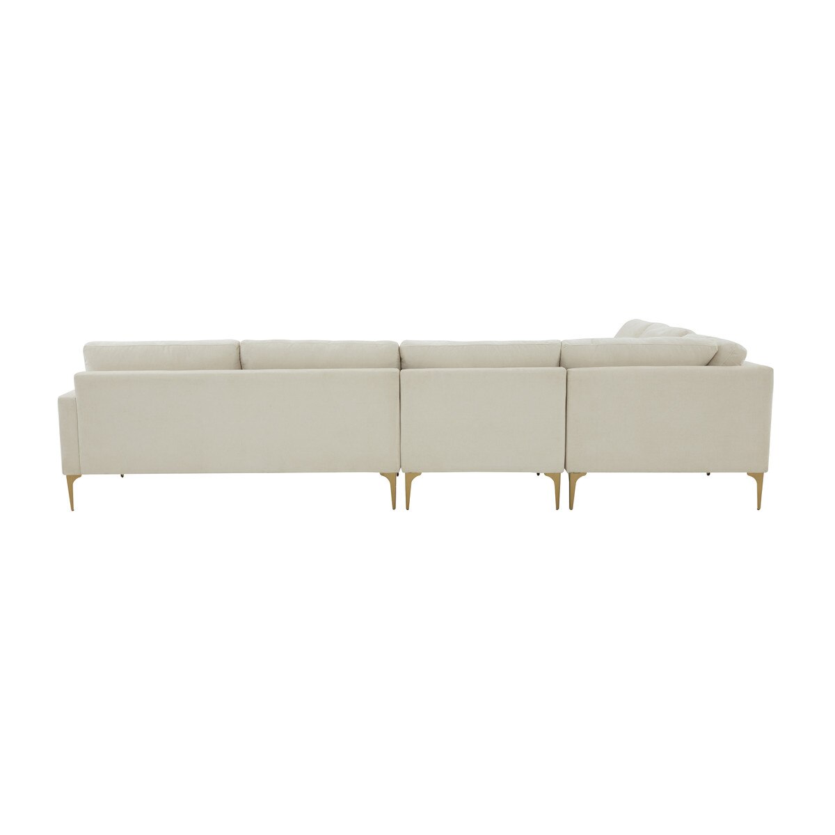 Serena Cream Velvet Large L-Sectional with Brass Legs