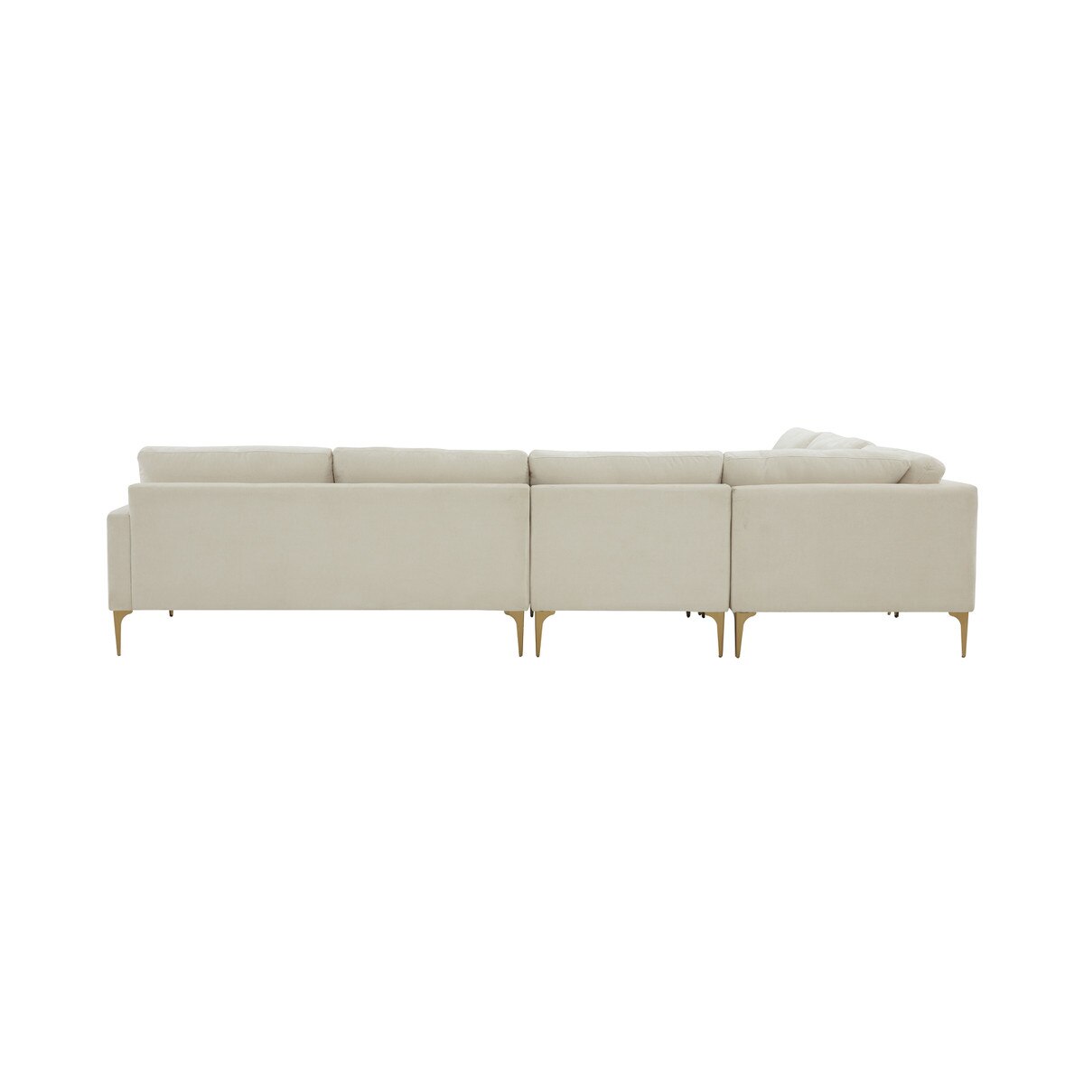 Serena Cream Velvet Large Chaise Sectional with Brass Legs