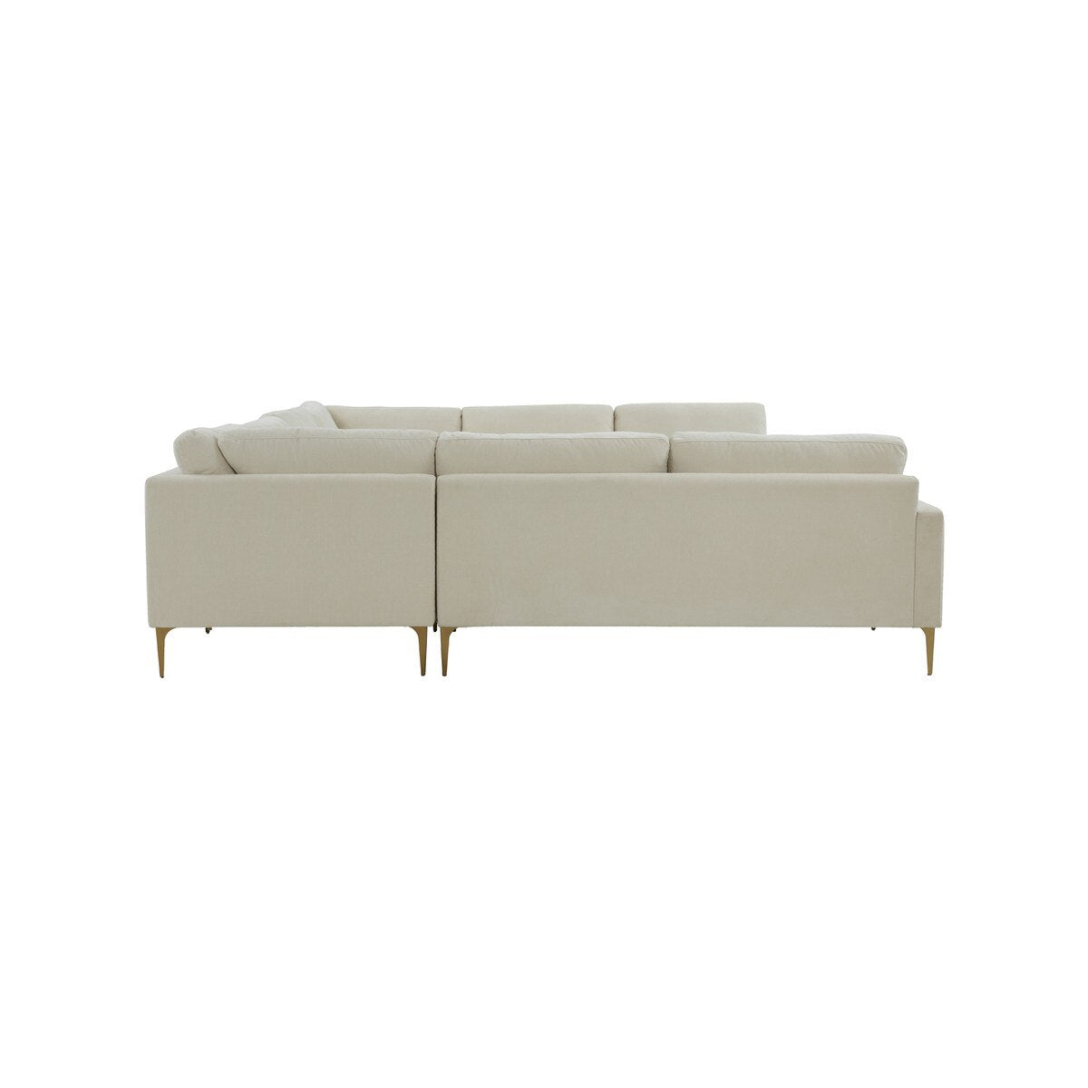 Serena Cream Velvet U-Sectional with Brass Legs