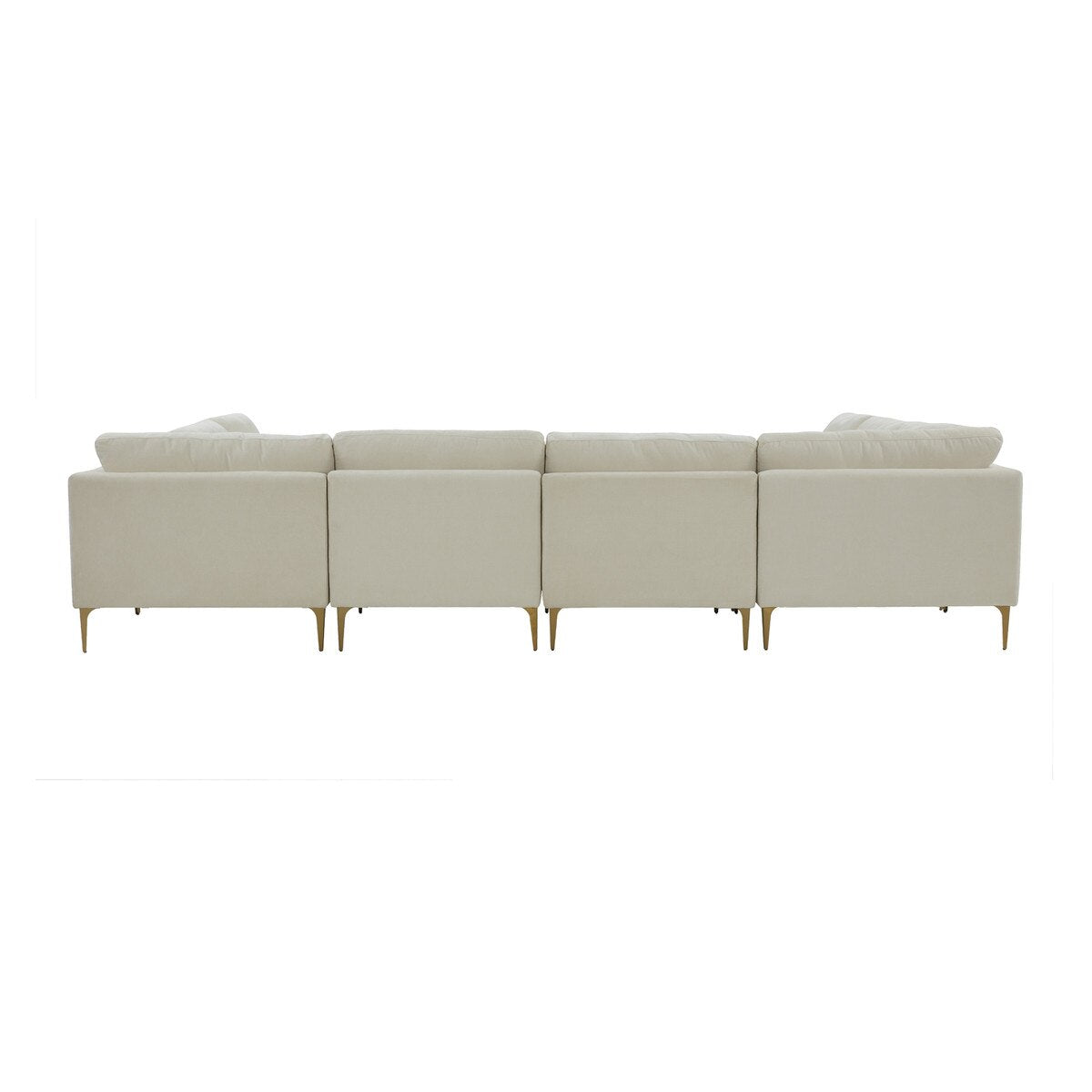 Serena Cream Velvet U-Sectional with Brass Legs