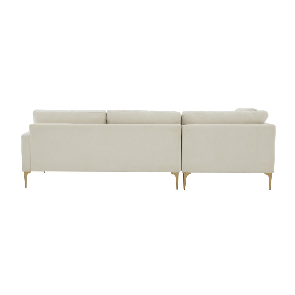 Serena Cream Velvet LAF Chaise Sectional with Brass Legs