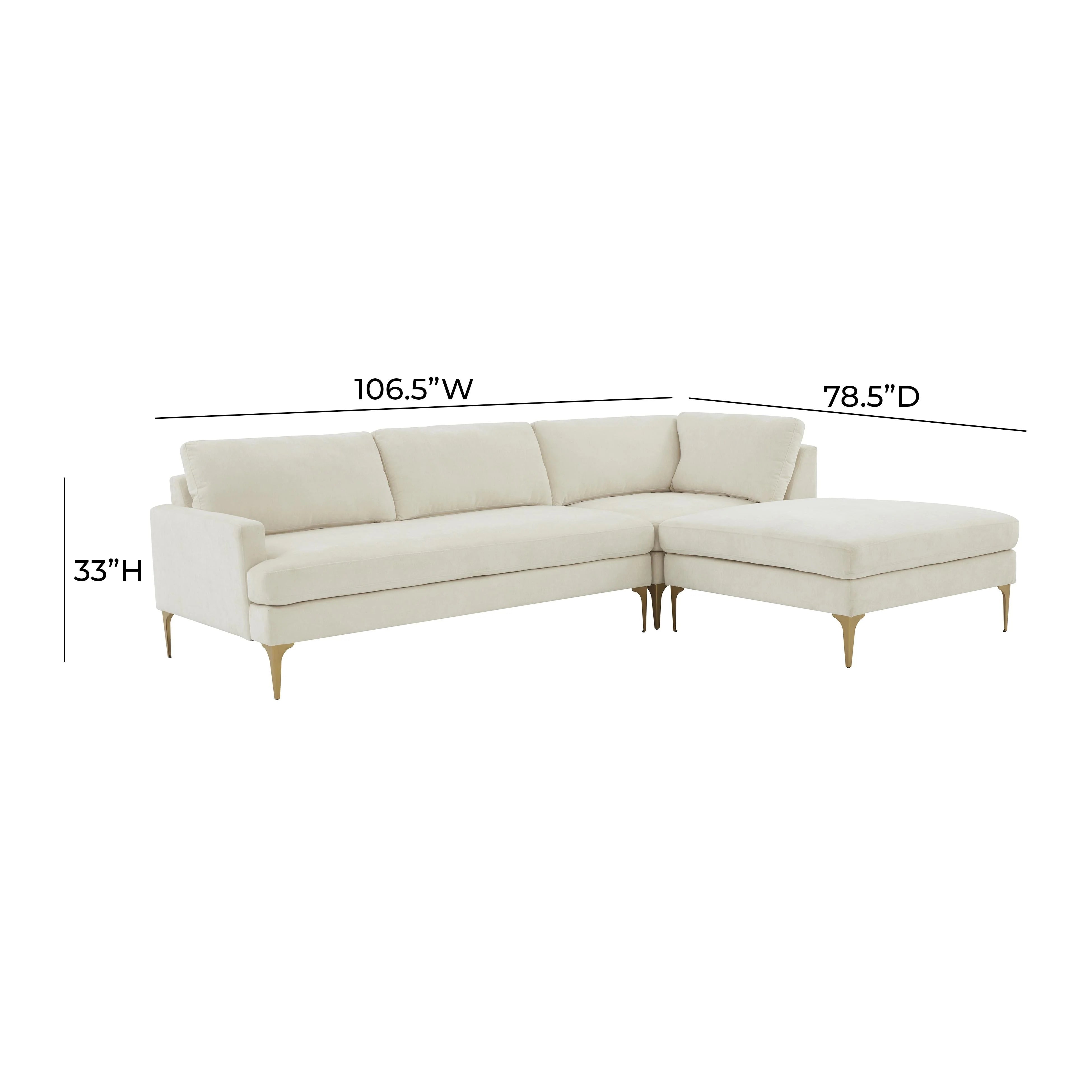 Serena 3-Piece Performance Velvet Chaise Sectional