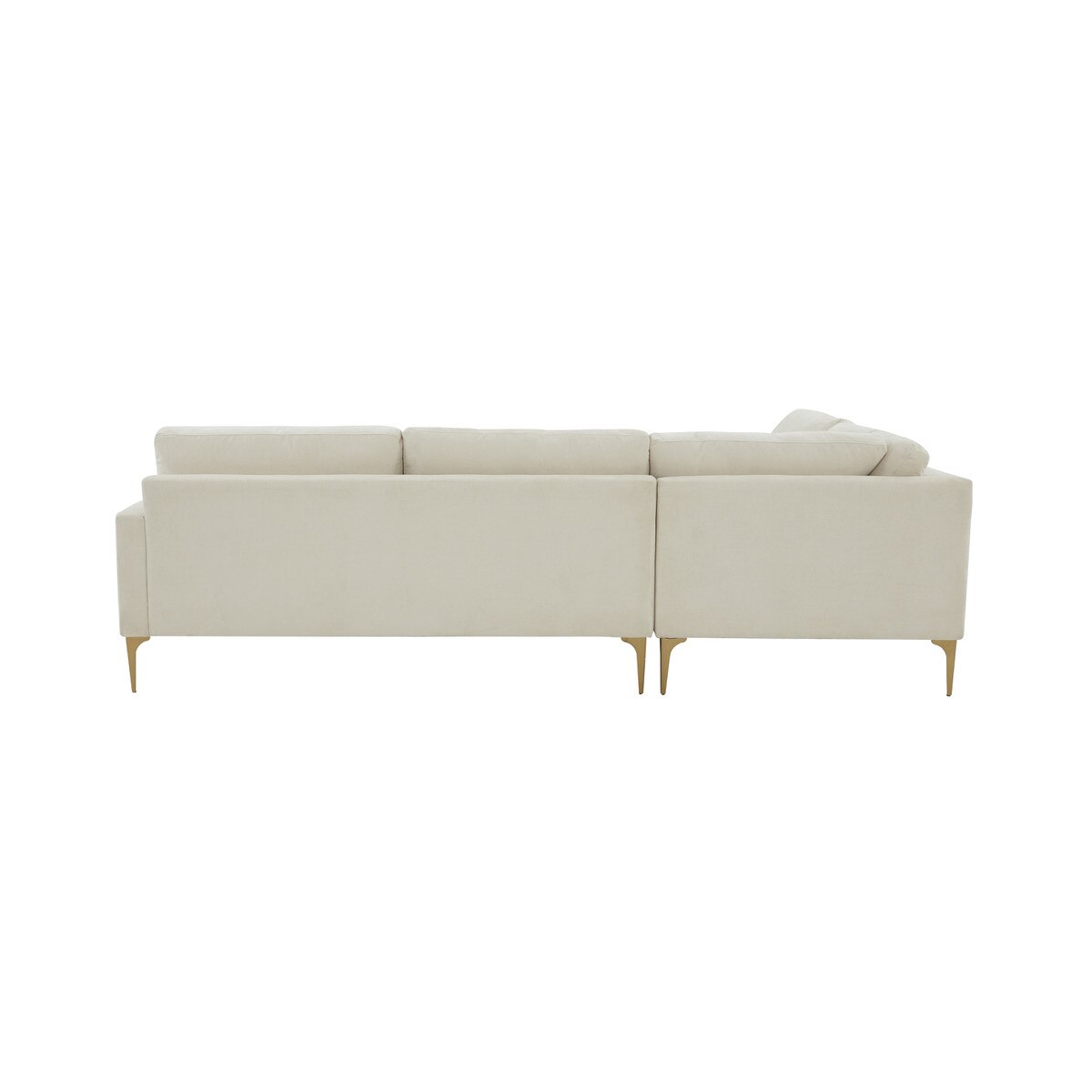 Serena Cream Velvet Large LAF Chaise Sectional with Brass Legs