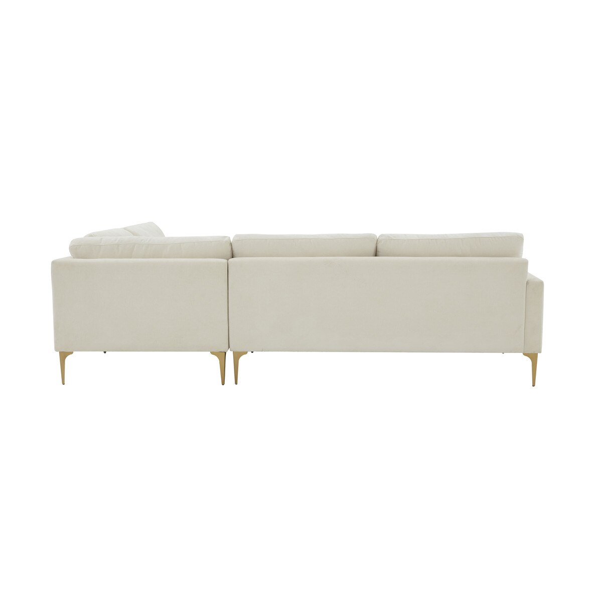 Serena Cream Velvet Large RAF Chaise Sectional with Brass Legs