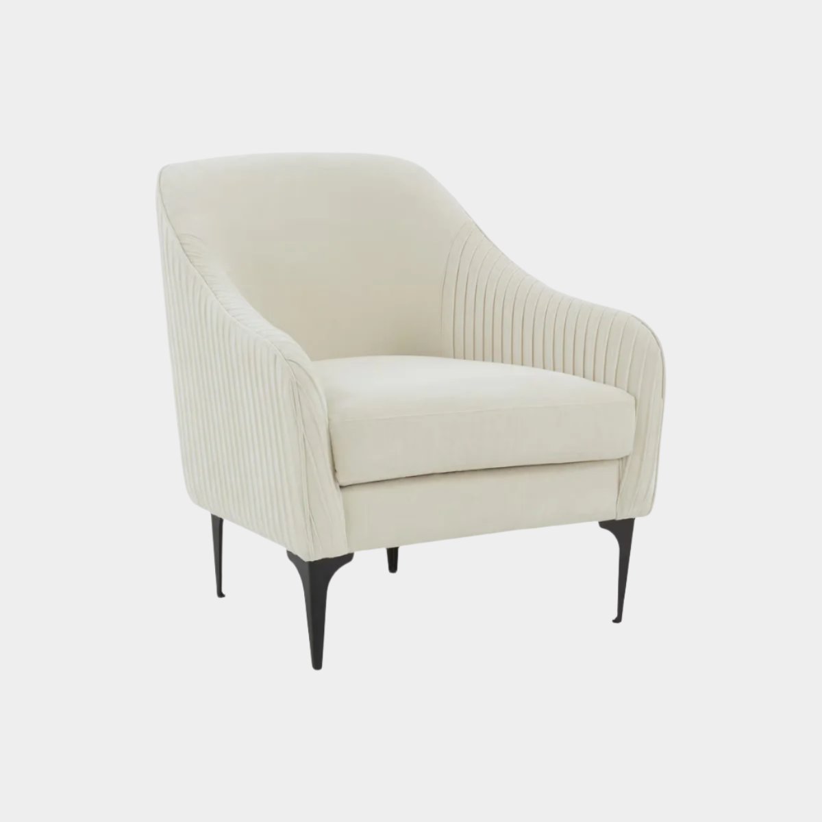 Serena Cream Velvet Accent Chair with Black Legs