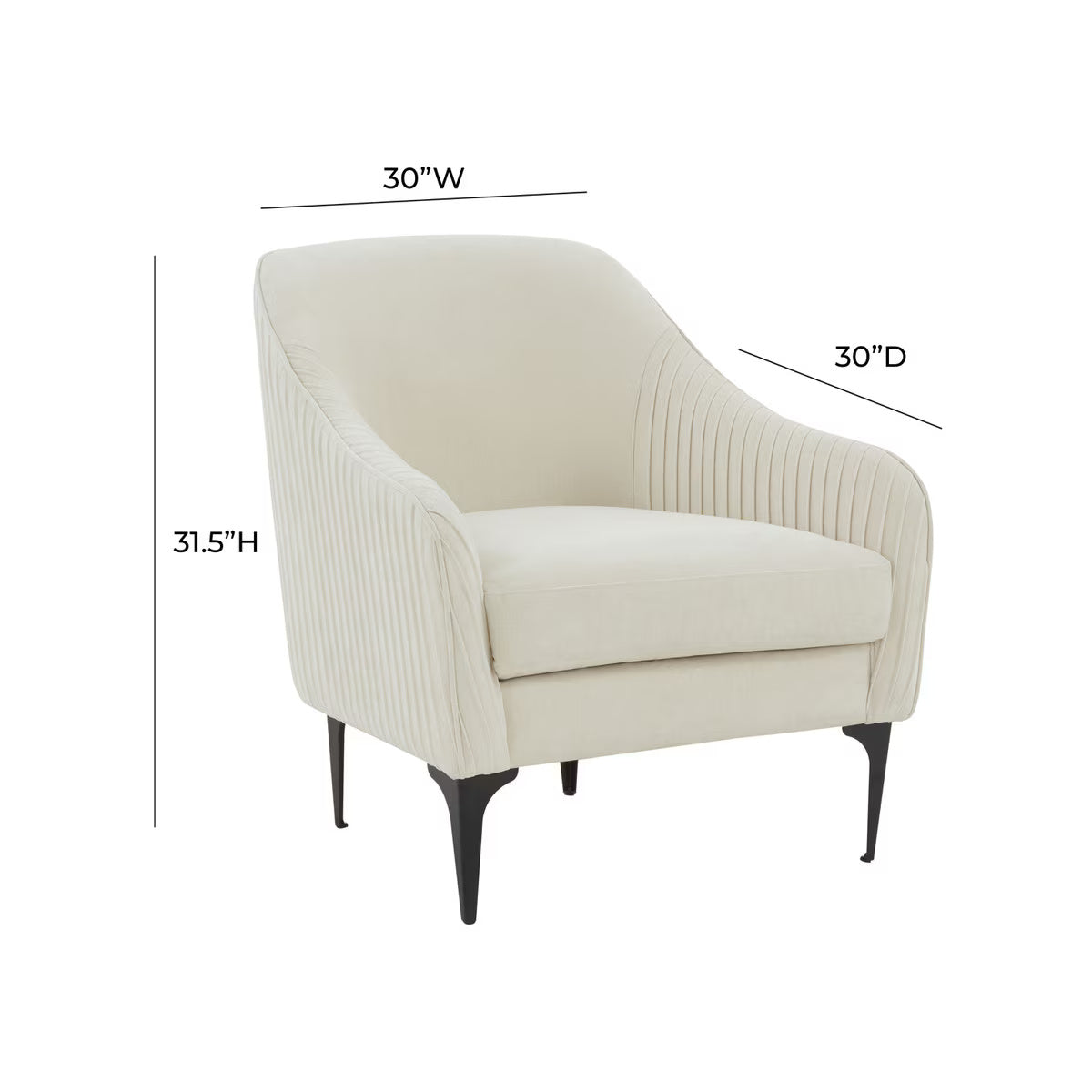 Serena Cream Velvet Accent Chair with Black Legs