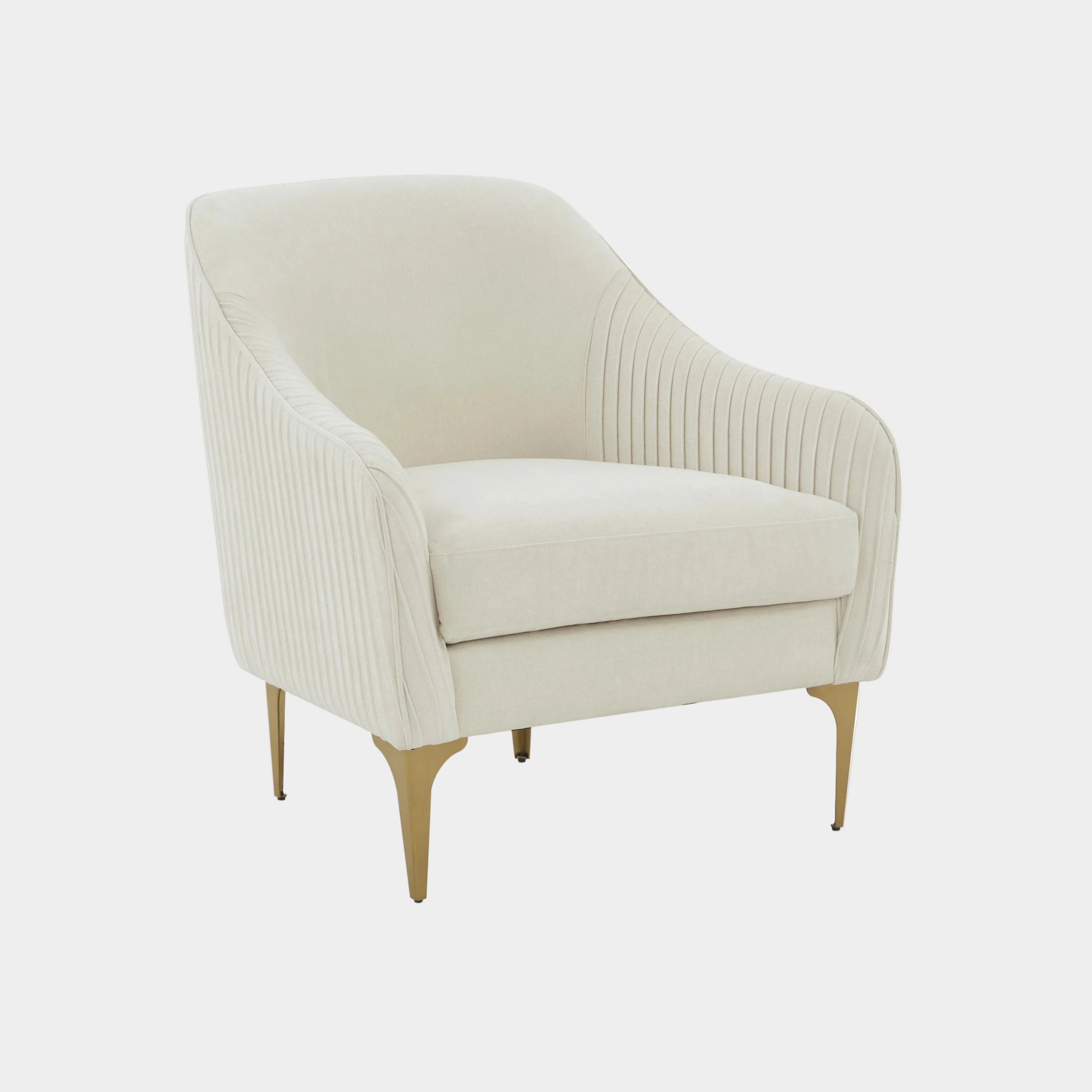 Chaise d'appoint Serena en velours crème avec pieds en laiton 