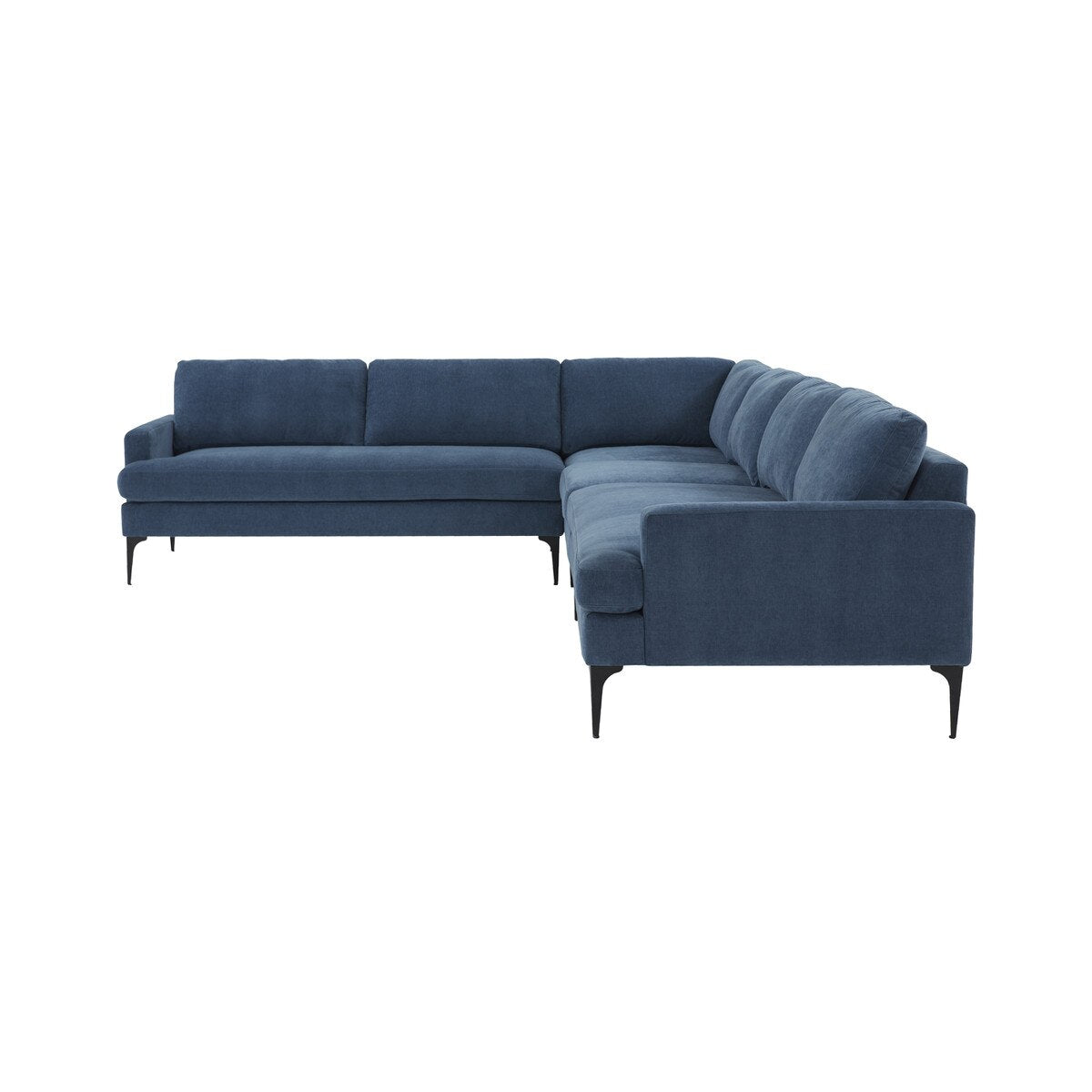 Serena Blue Velvet Large L-Sectional with Black Legs