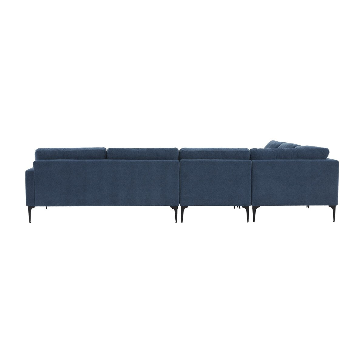 Serena Blue Velvet Large L-Sectional with Black Legs